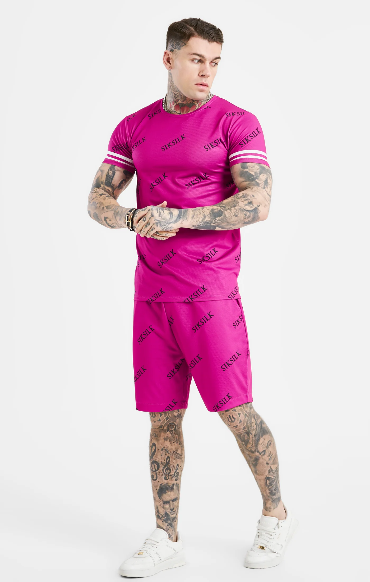 Pink Logo Muscle Fit T-Shirt And Short Set - Image 5