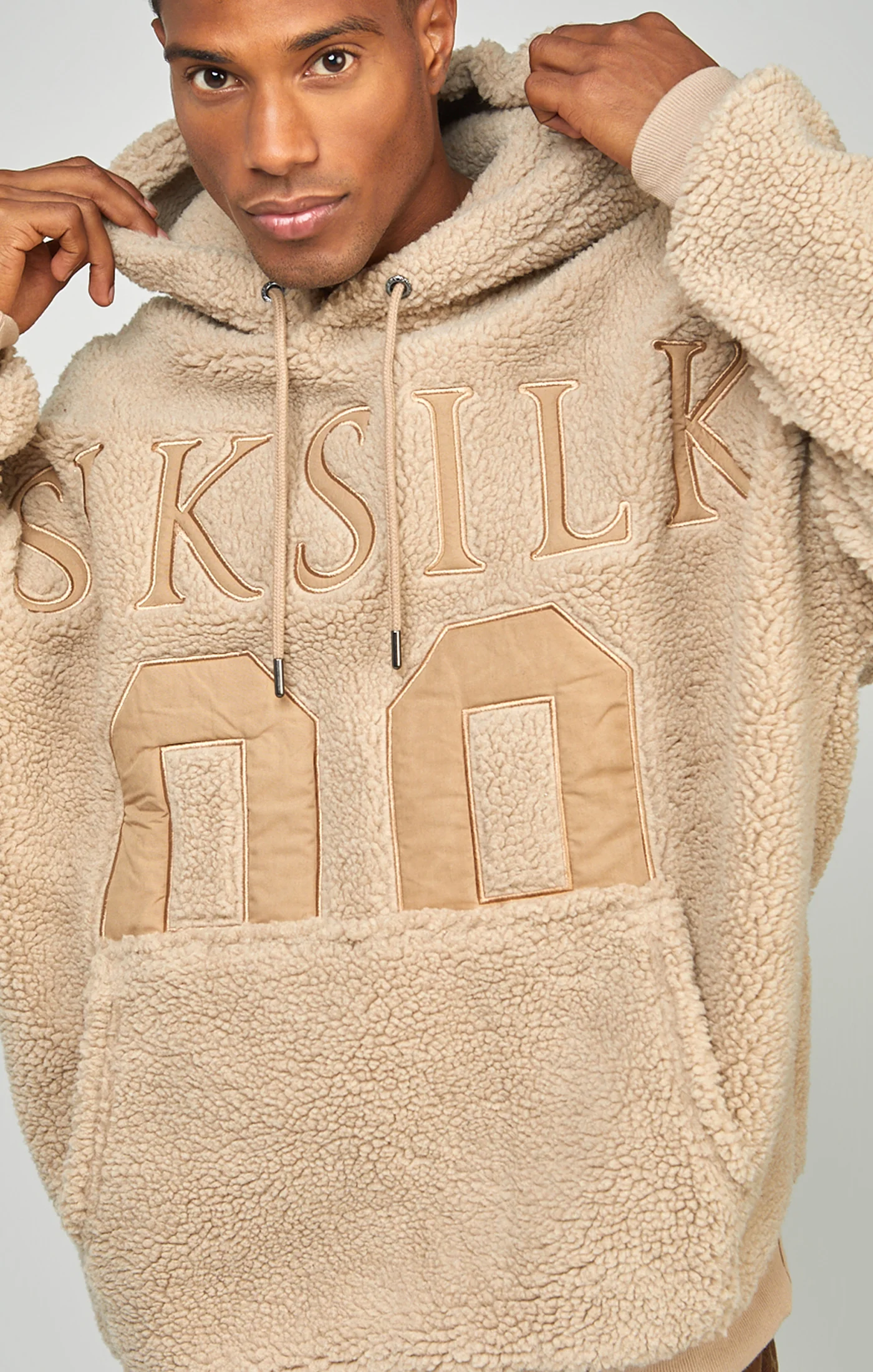 Beige Borg 89 Applique Overhead Hoodie - Image 2