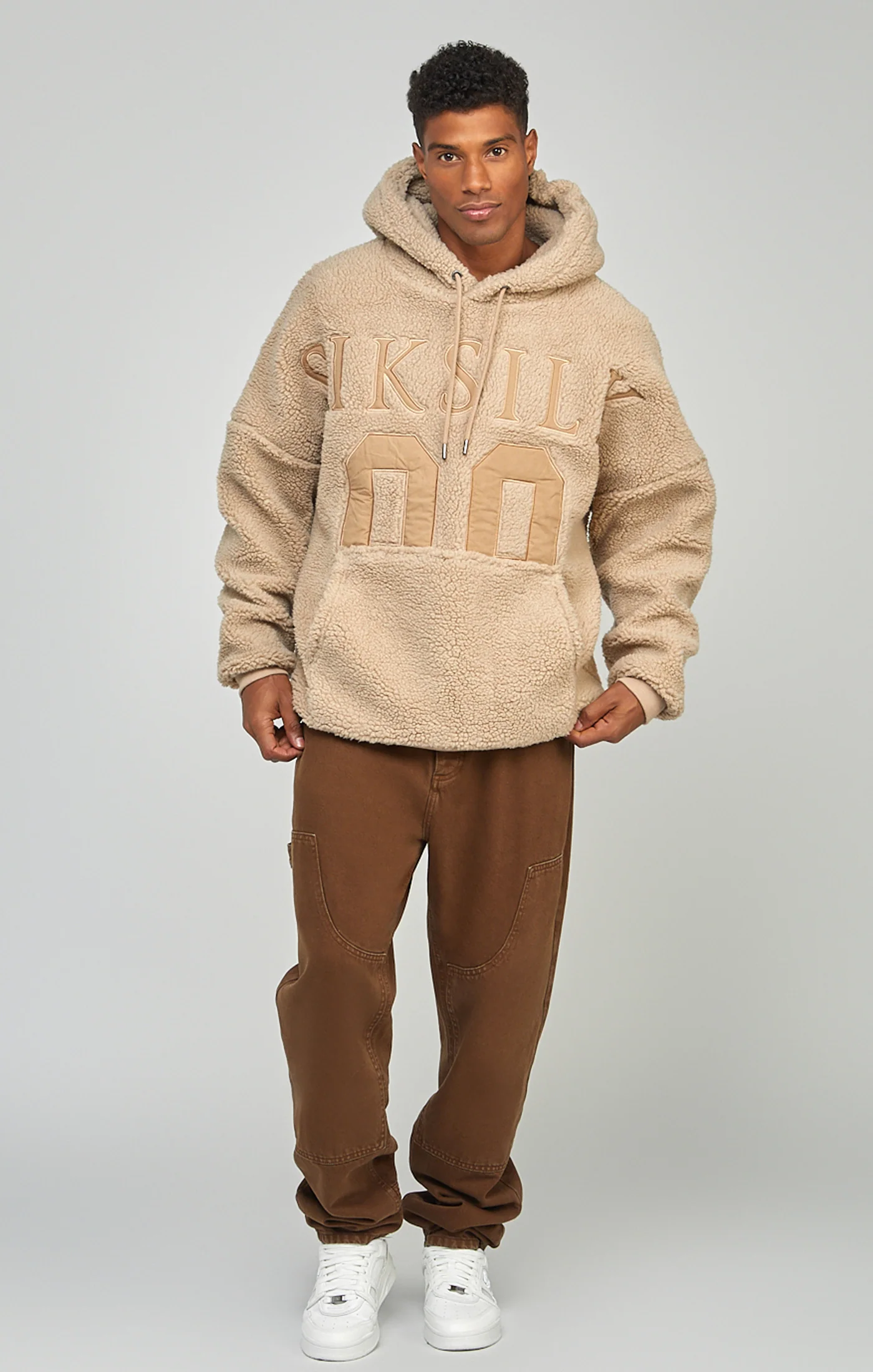 Beige Borg 89 Applique Overhead Hoodie - Image 3