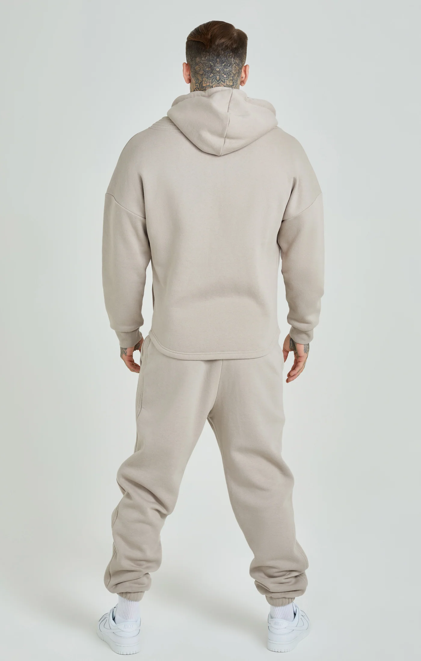 Beige Dual Layer Baseball Zip-Thru Hoodie - Image 5
