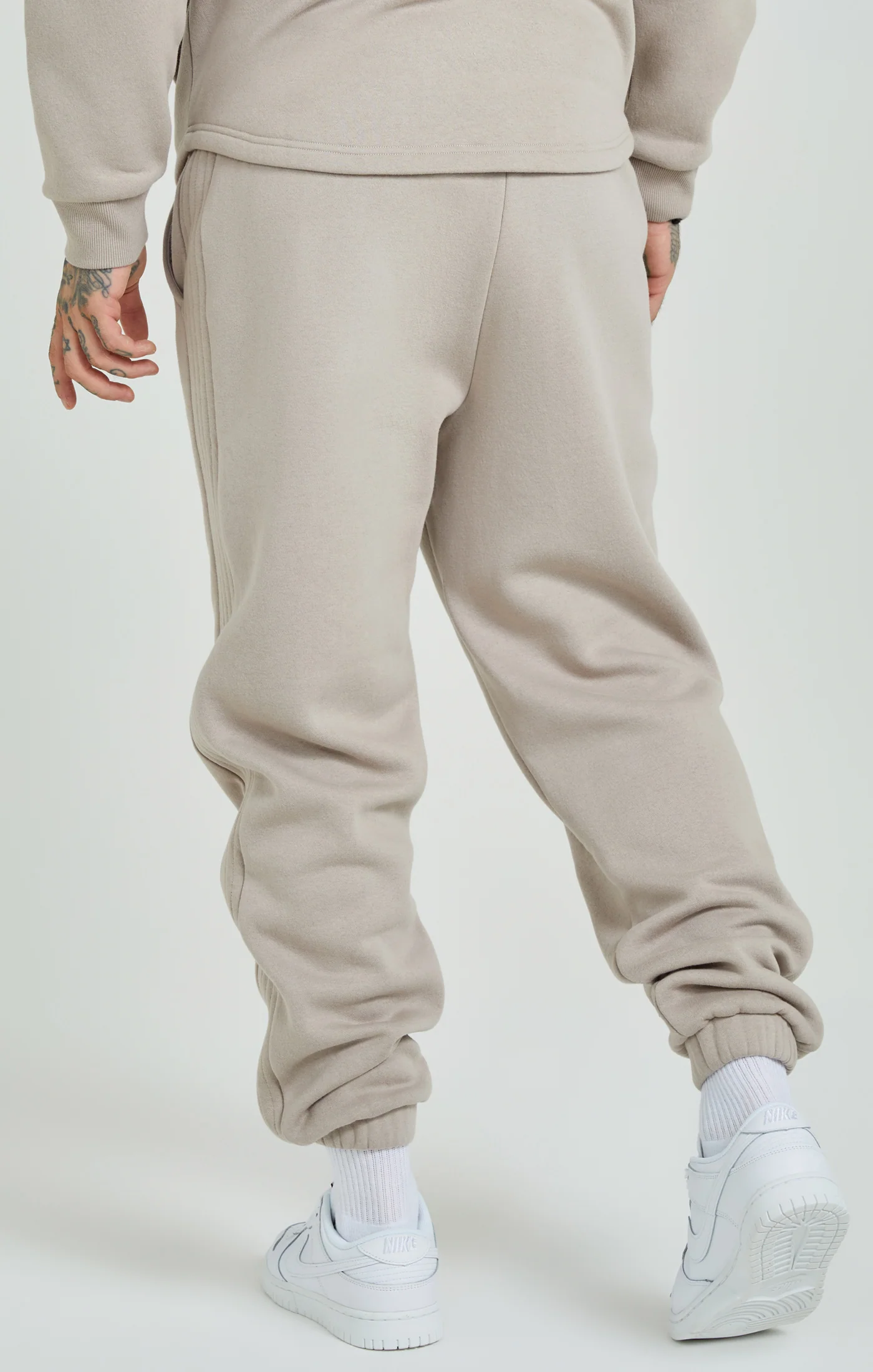 Beige Panelled Relaxed Fit Joggers - Image 4