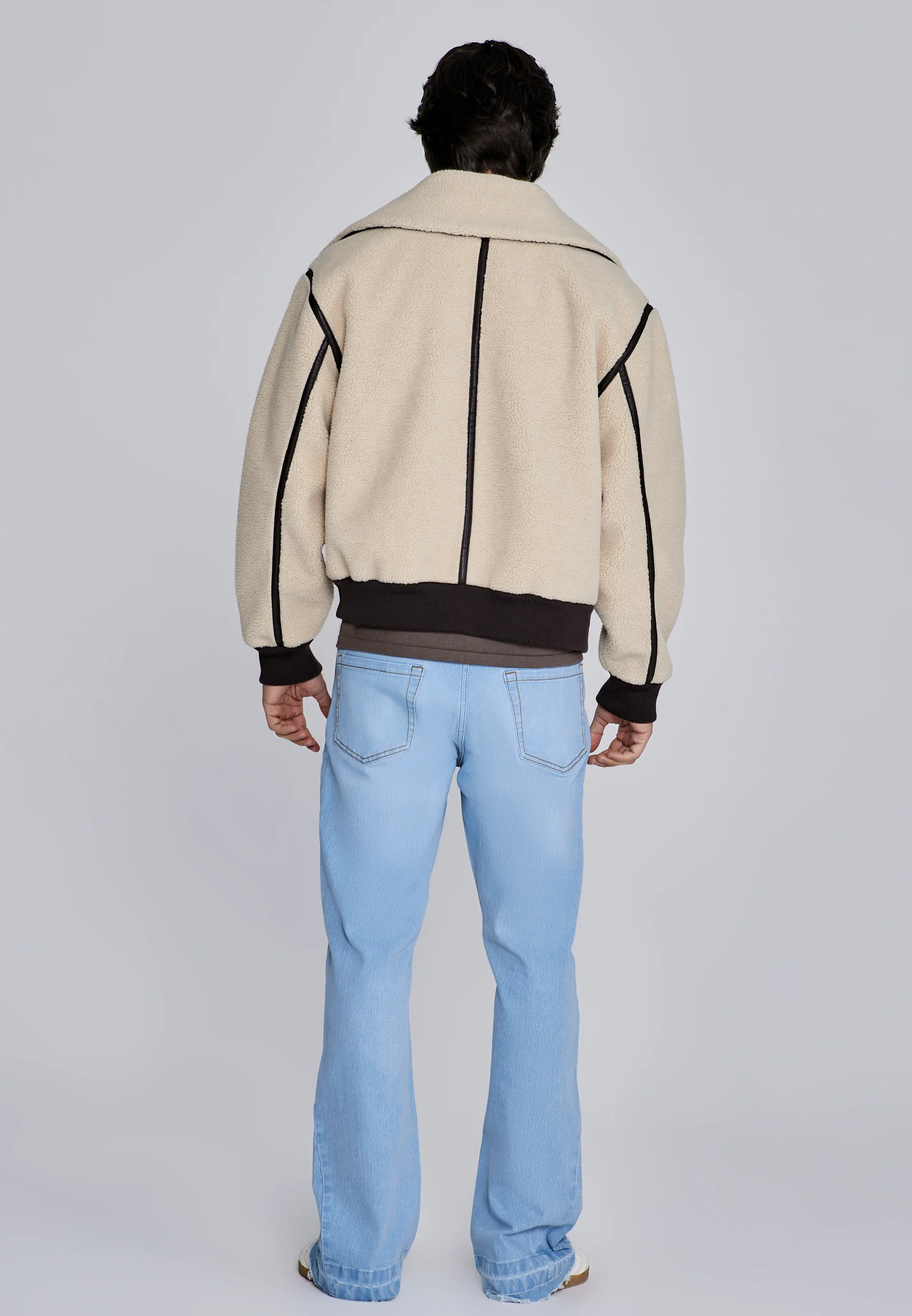Beige Sherpa Bomber Jacket - Image 6