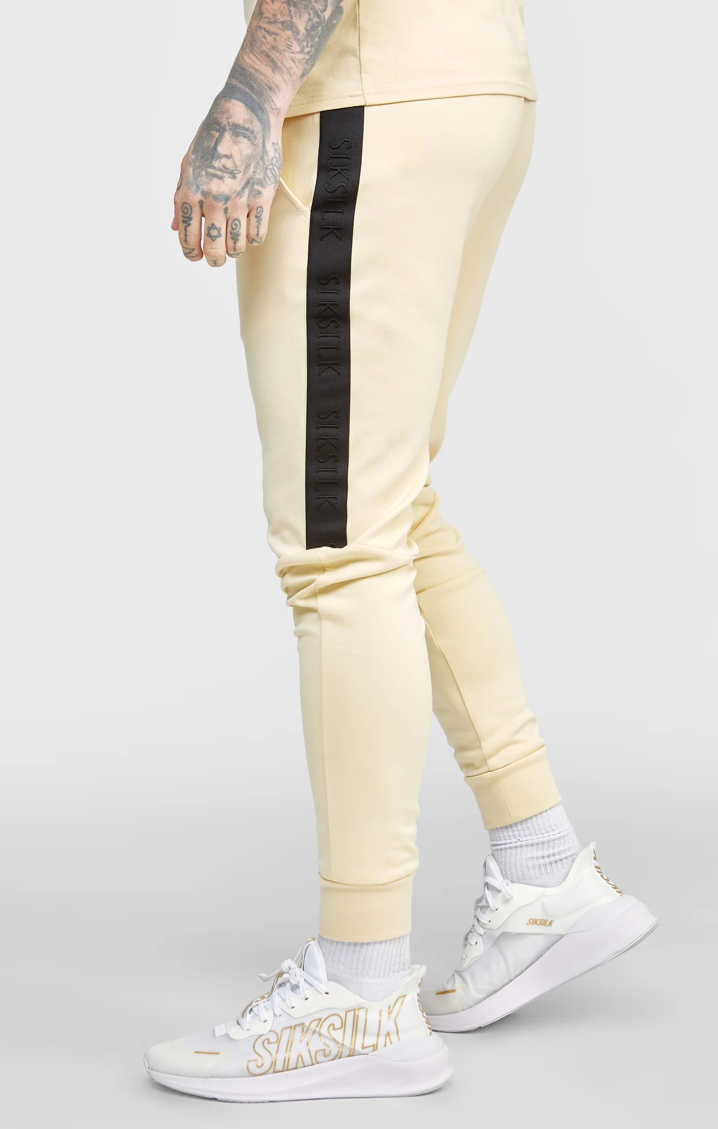Beige Taped Cuffed Jogger - Image 2