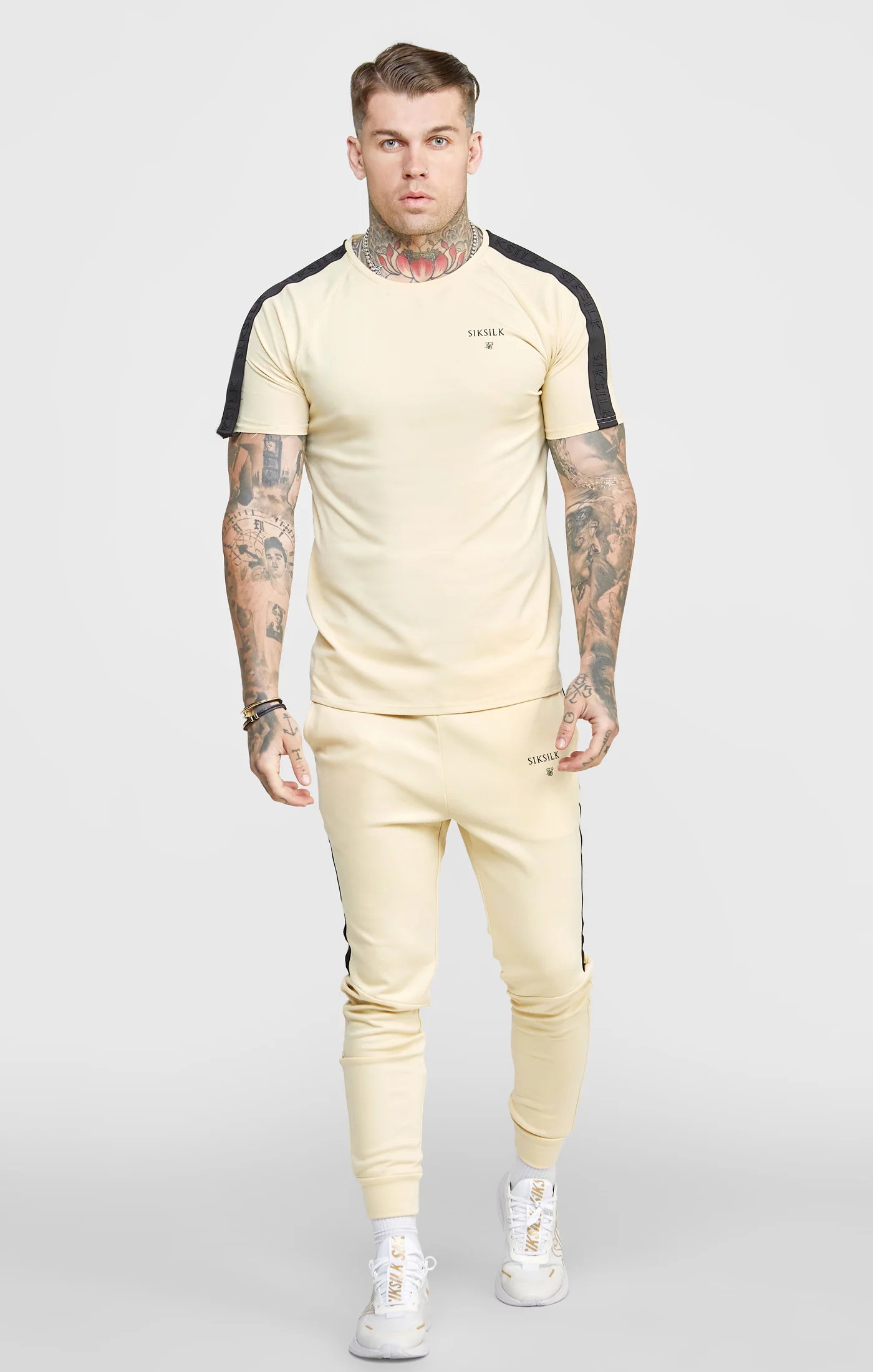 Beige Taped Cuffed Jogger - Image 3