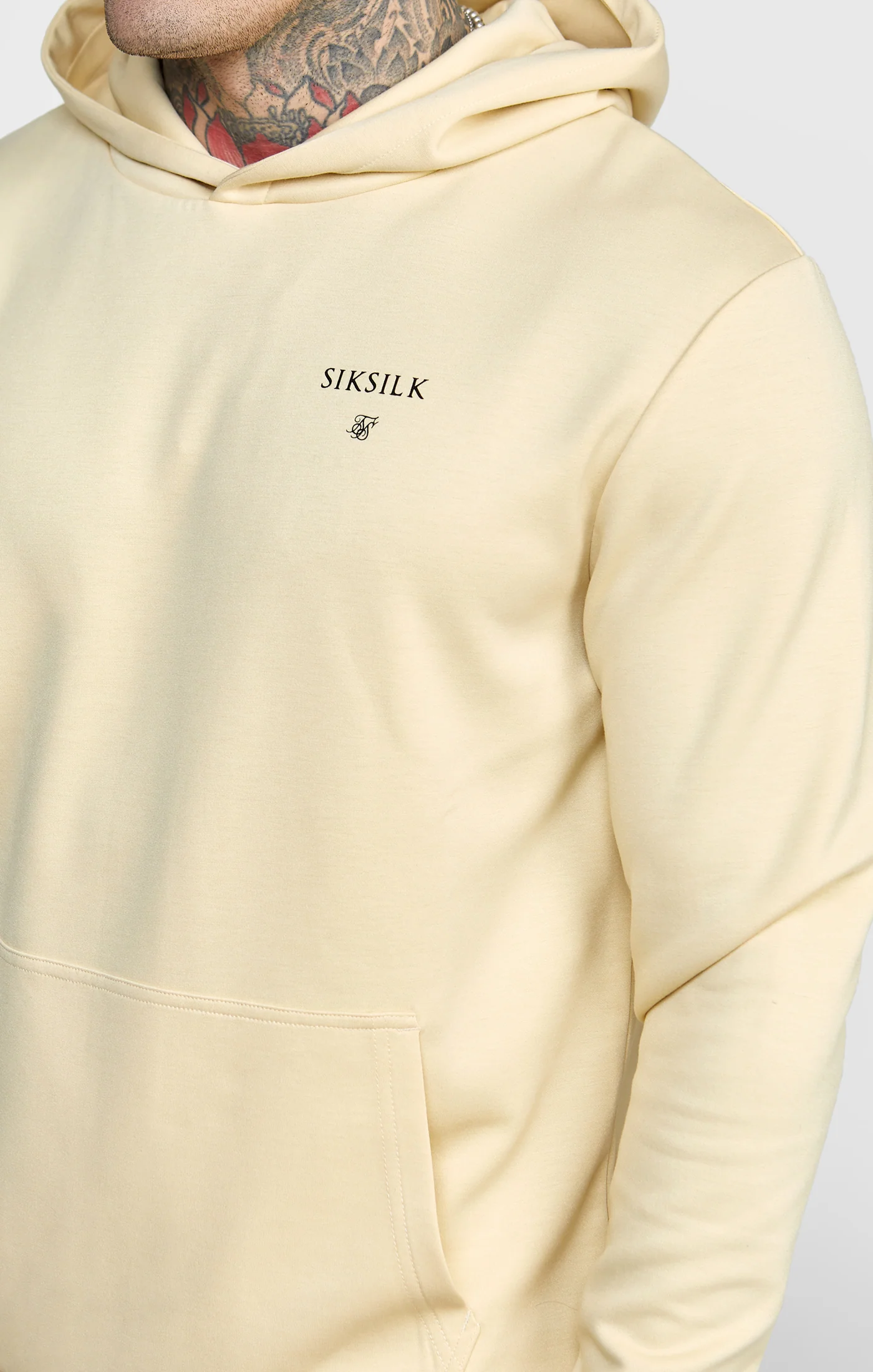 Beige Taped Overhead Hoodie - Image 2