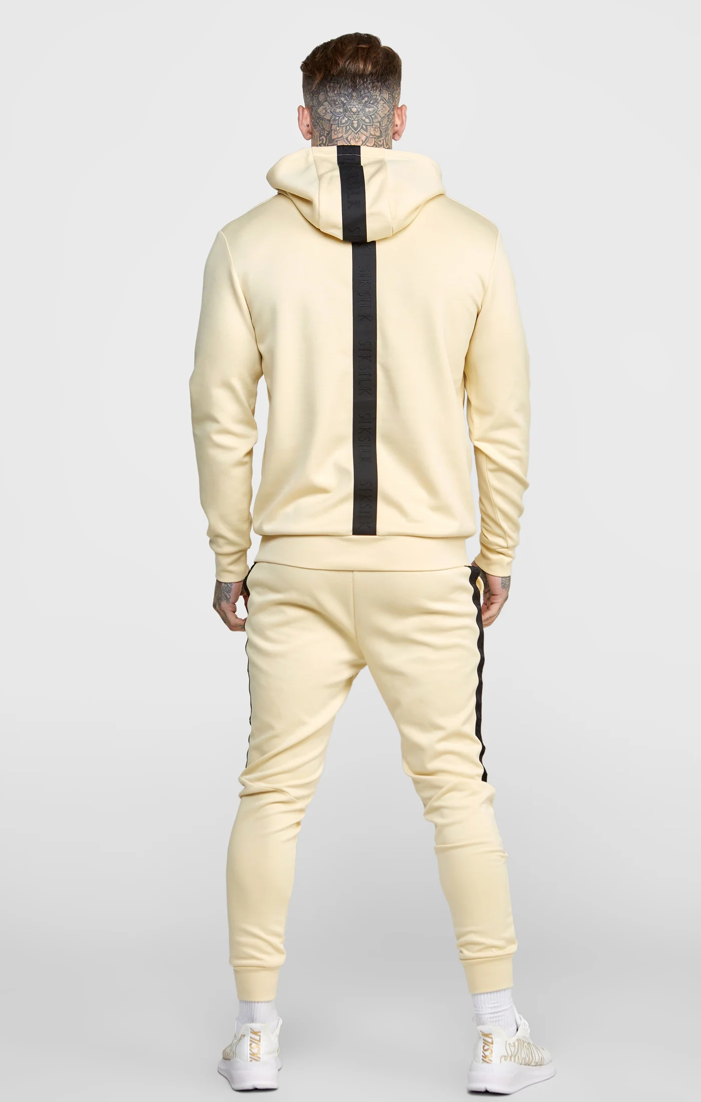 Beige Taped Overhead Hoodie - Image 4