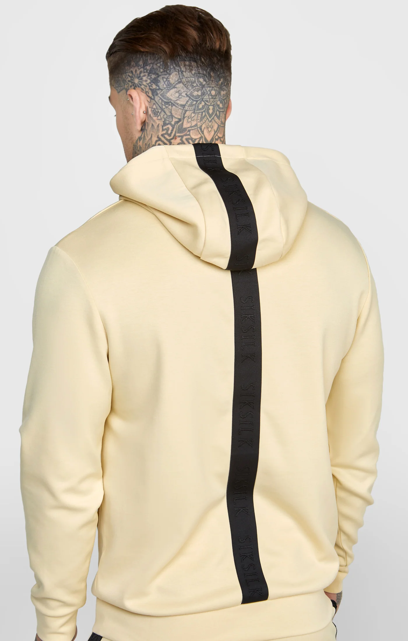 Beige Taped Overhead Hoodie - Image 6