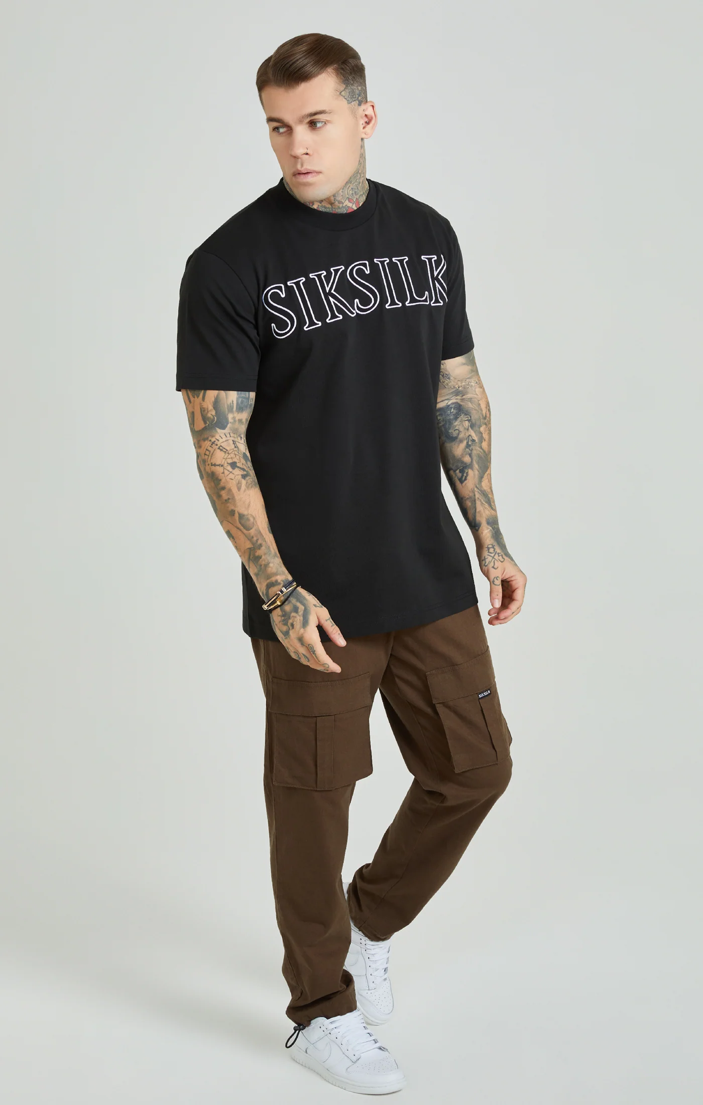 Black Applique Logo Oversized T-Shirt - Image 2