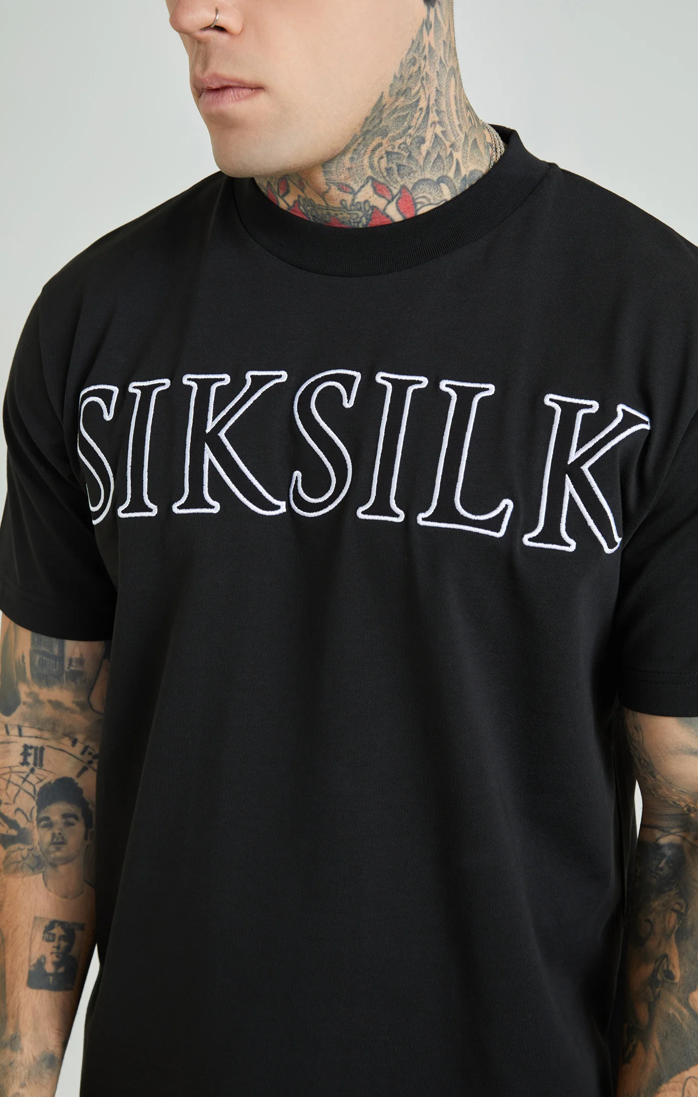 Black Applique Logo Oversized T-Shirt - Image 3