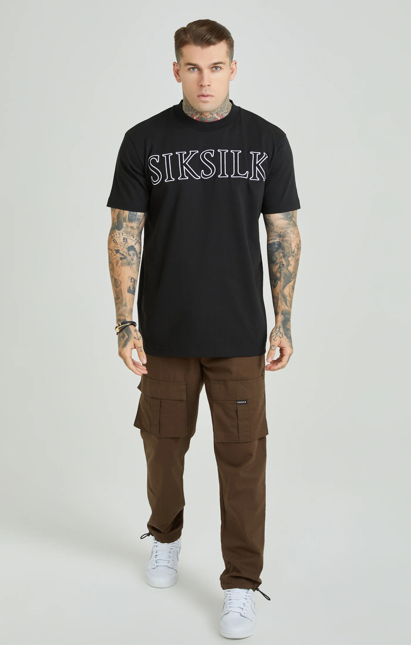 Black Applique Logo Oversized T-Shirt - Image 4