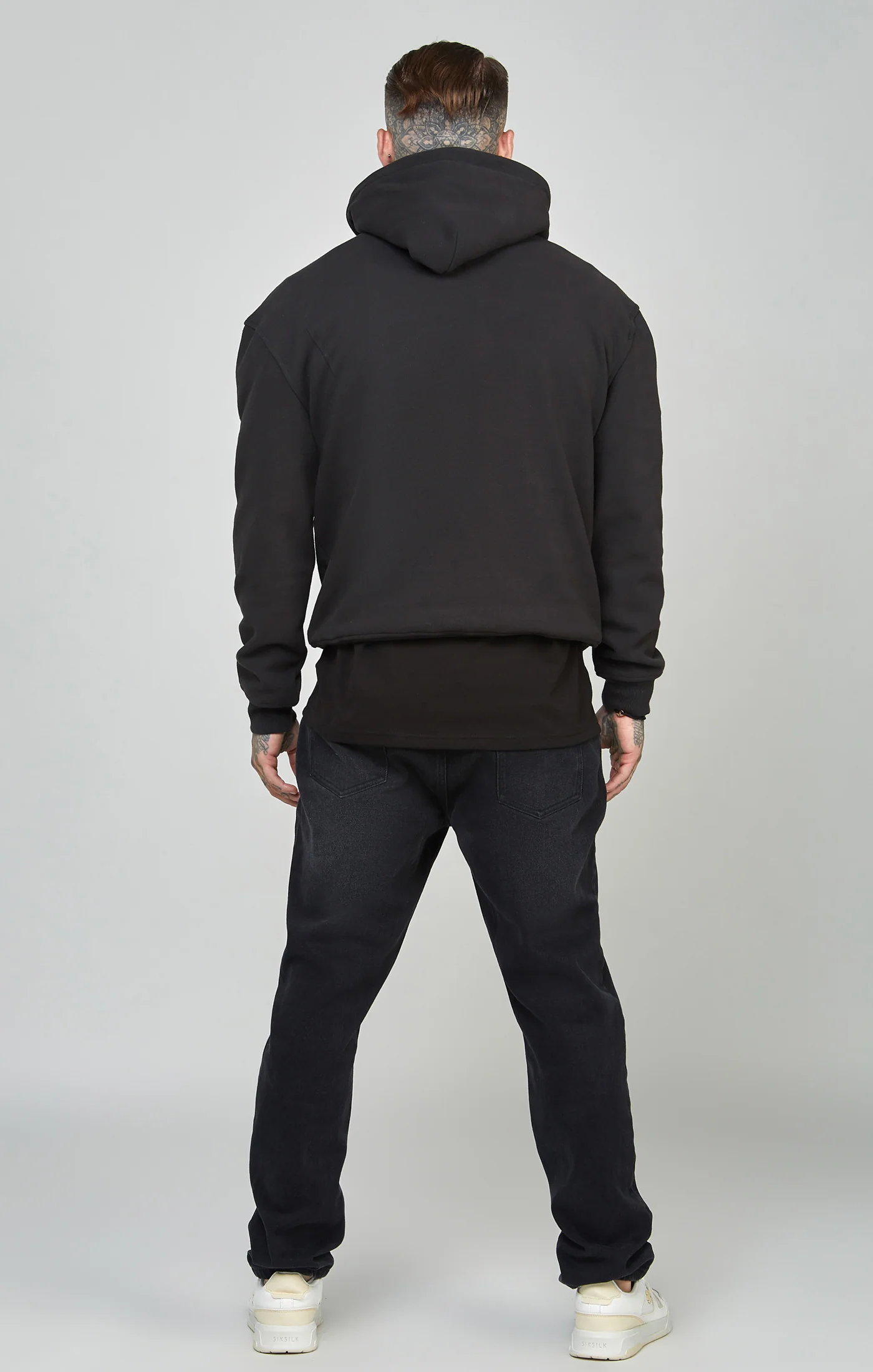 Black Applique Logo Relaxed Fit Overhead Hoodie - Image 5