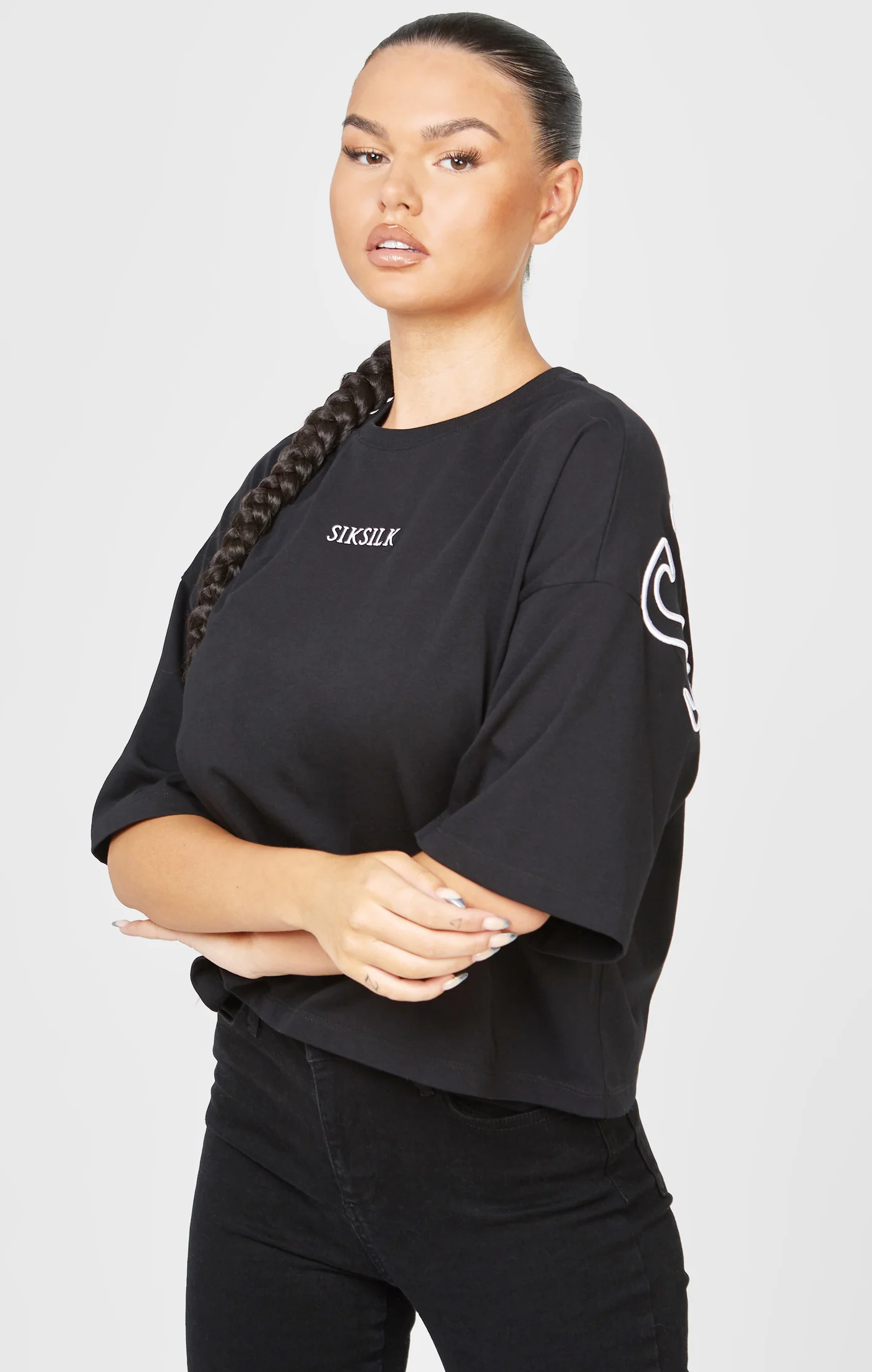 Black Branded Crop T-Shirt - Image 2