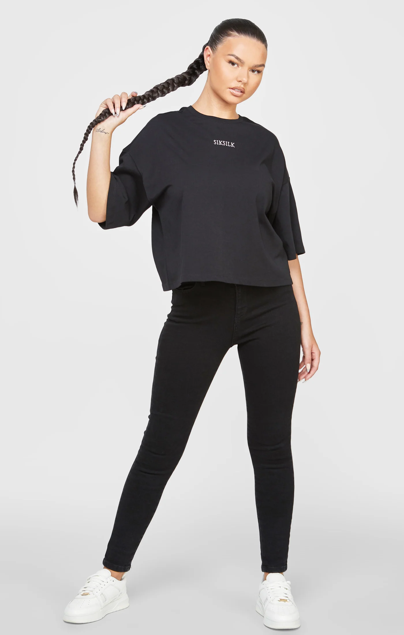 Black Branded Crop T-Shirt - Image 4