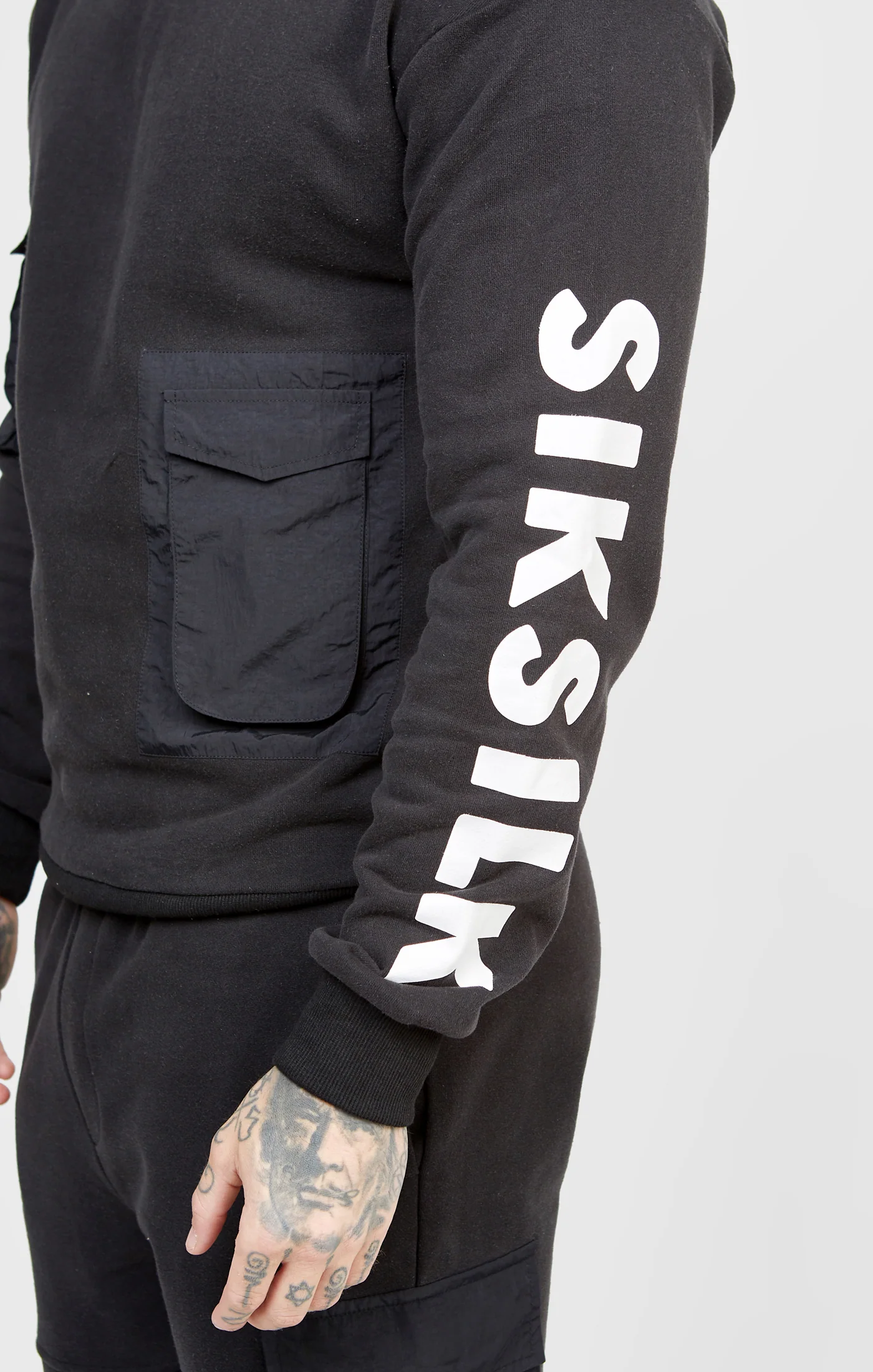 Black Contrast Pocket Oversized Hoodie - Image 2
