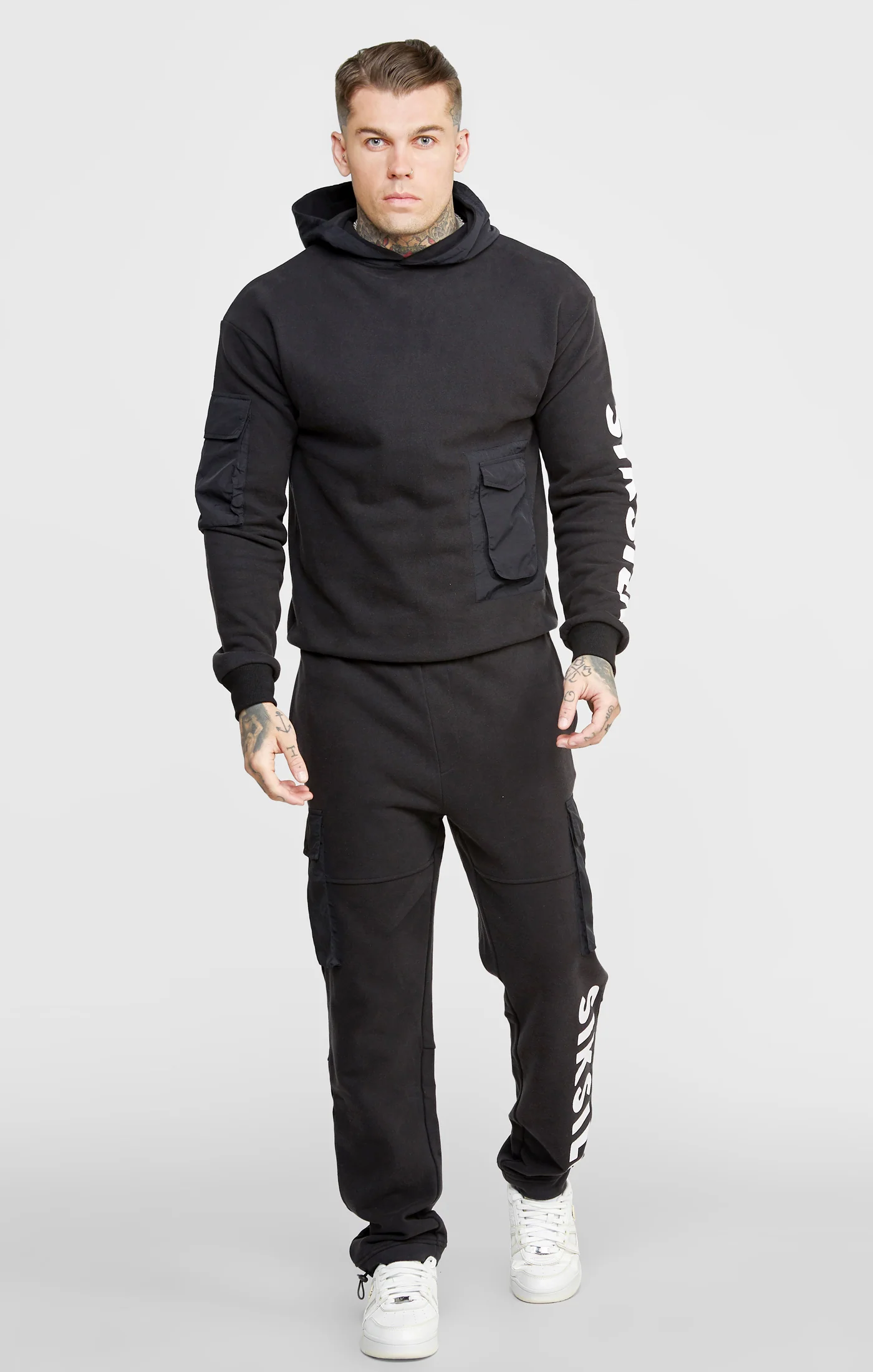 Black Contrast Pocket Oversized Hoodie - Image 3