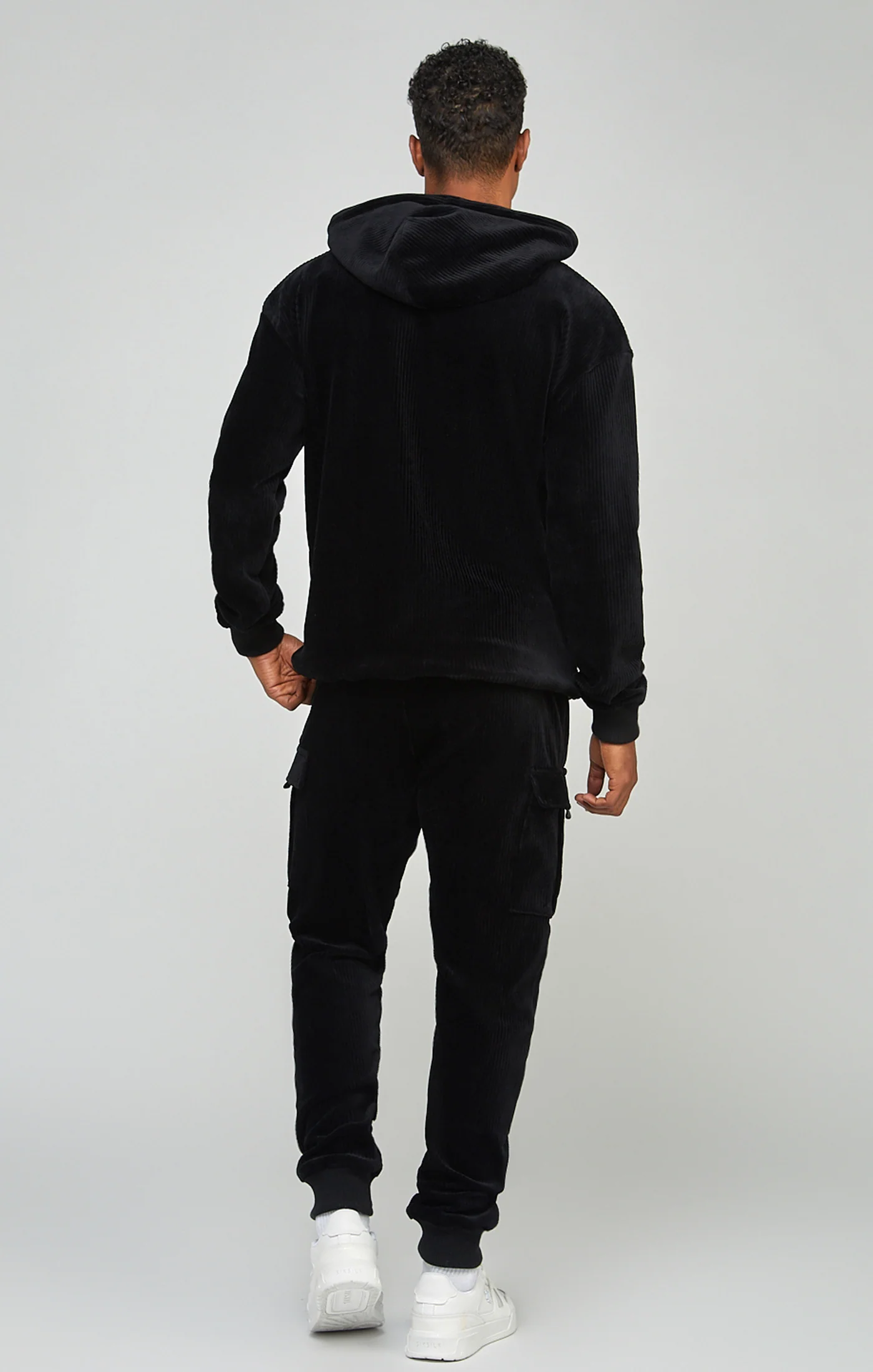 Black Corduroy Cargo Joggers - Image 5