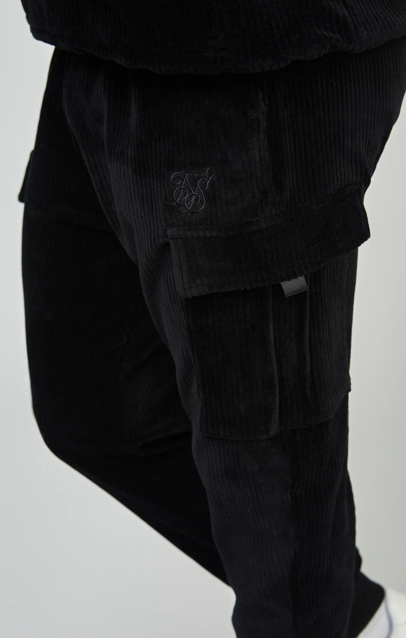 Black Corduroy Cargo Joggers - Image 6