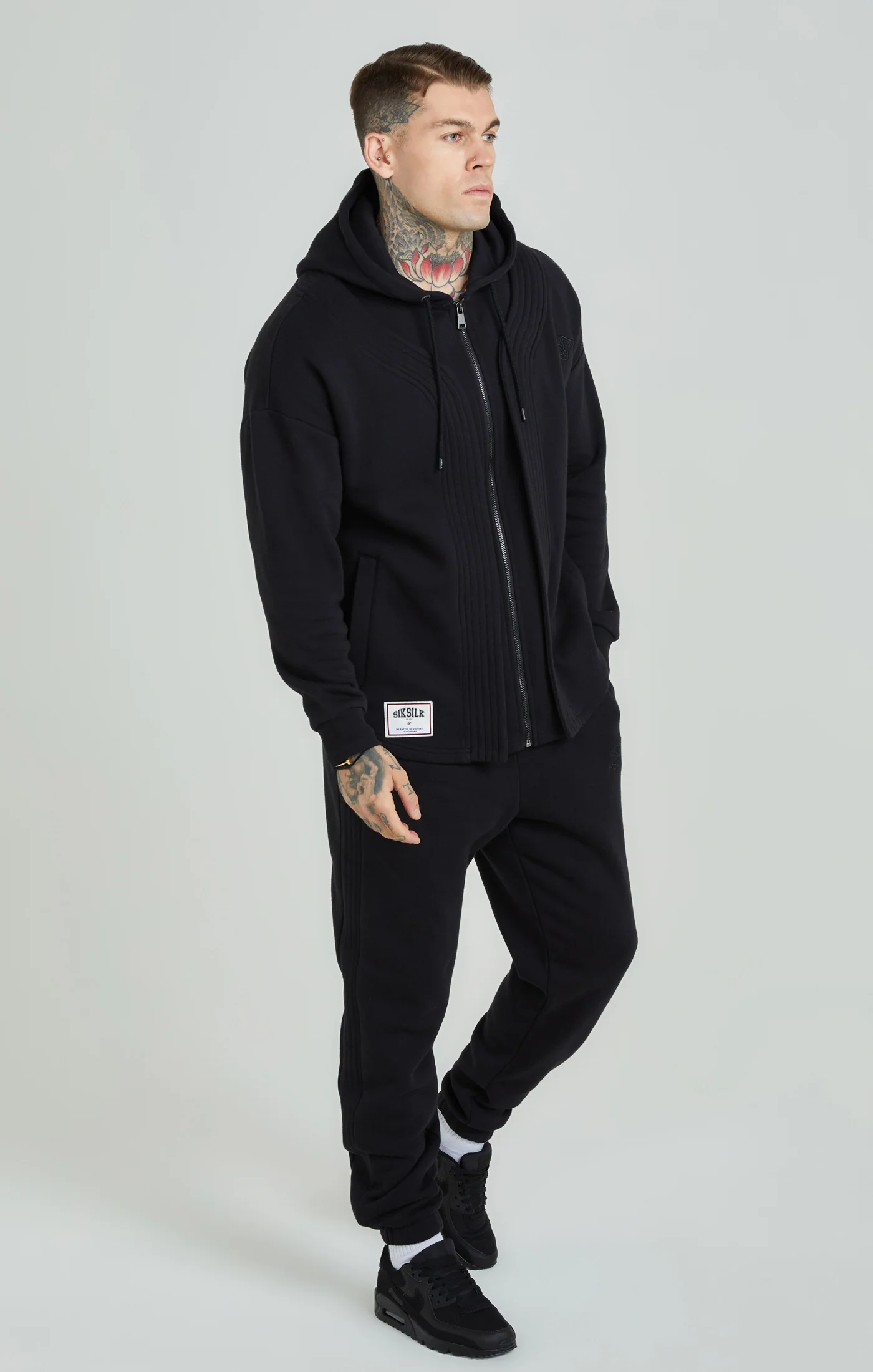 Black Dual Layer Baseball Zip-Thru Hoodie - Image 4