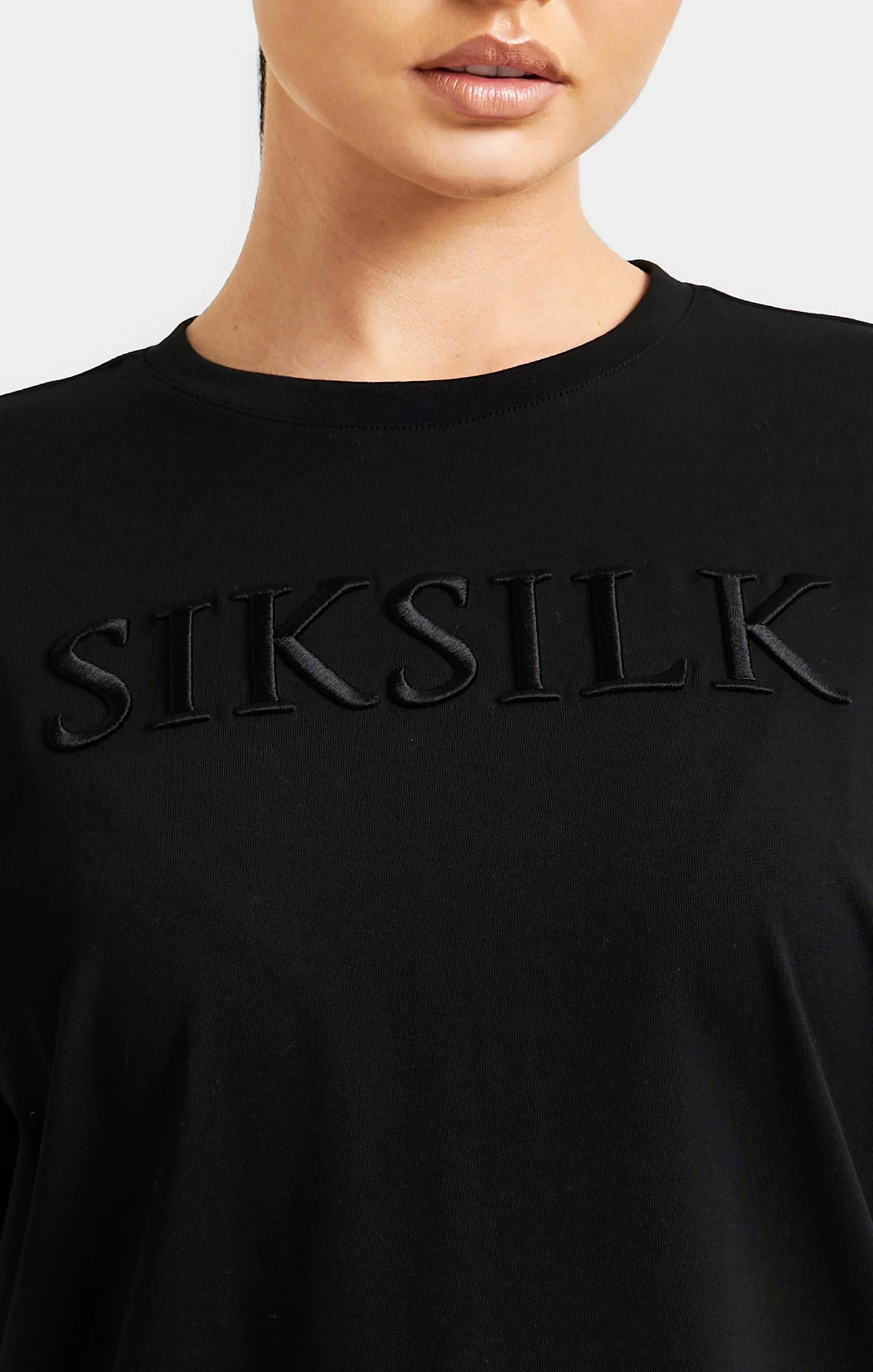 Black Embroidered Boyfriend T-Shirt - Image 2
