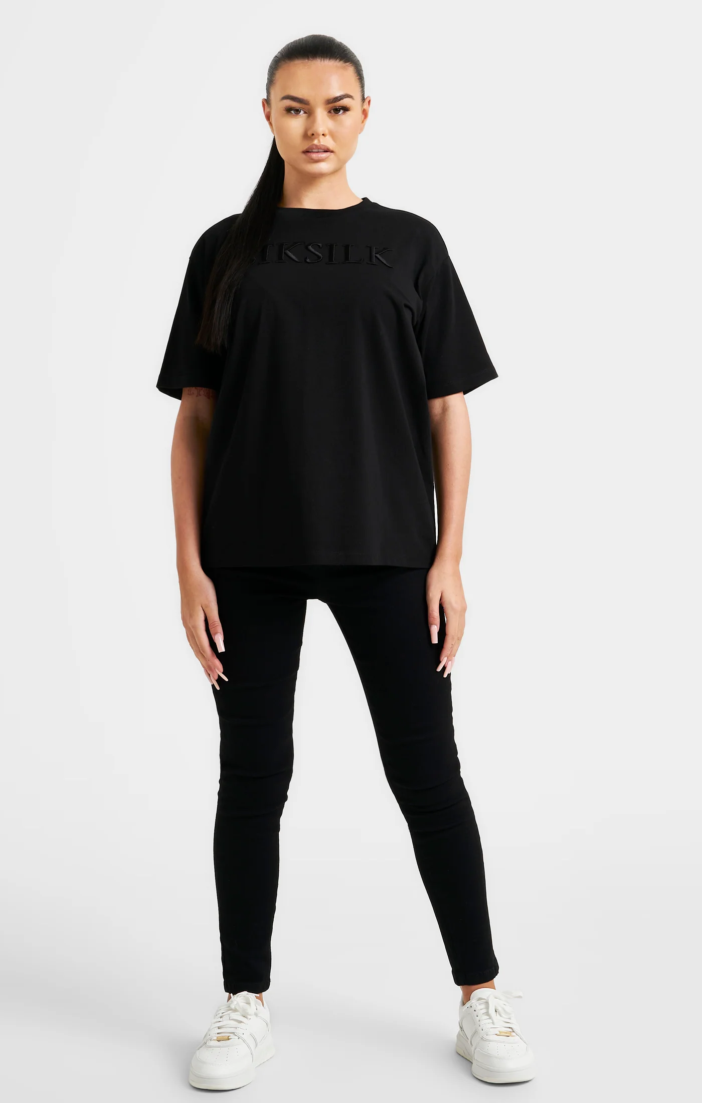 Black Embroidered Boyfriend T-Shirt - Image 3