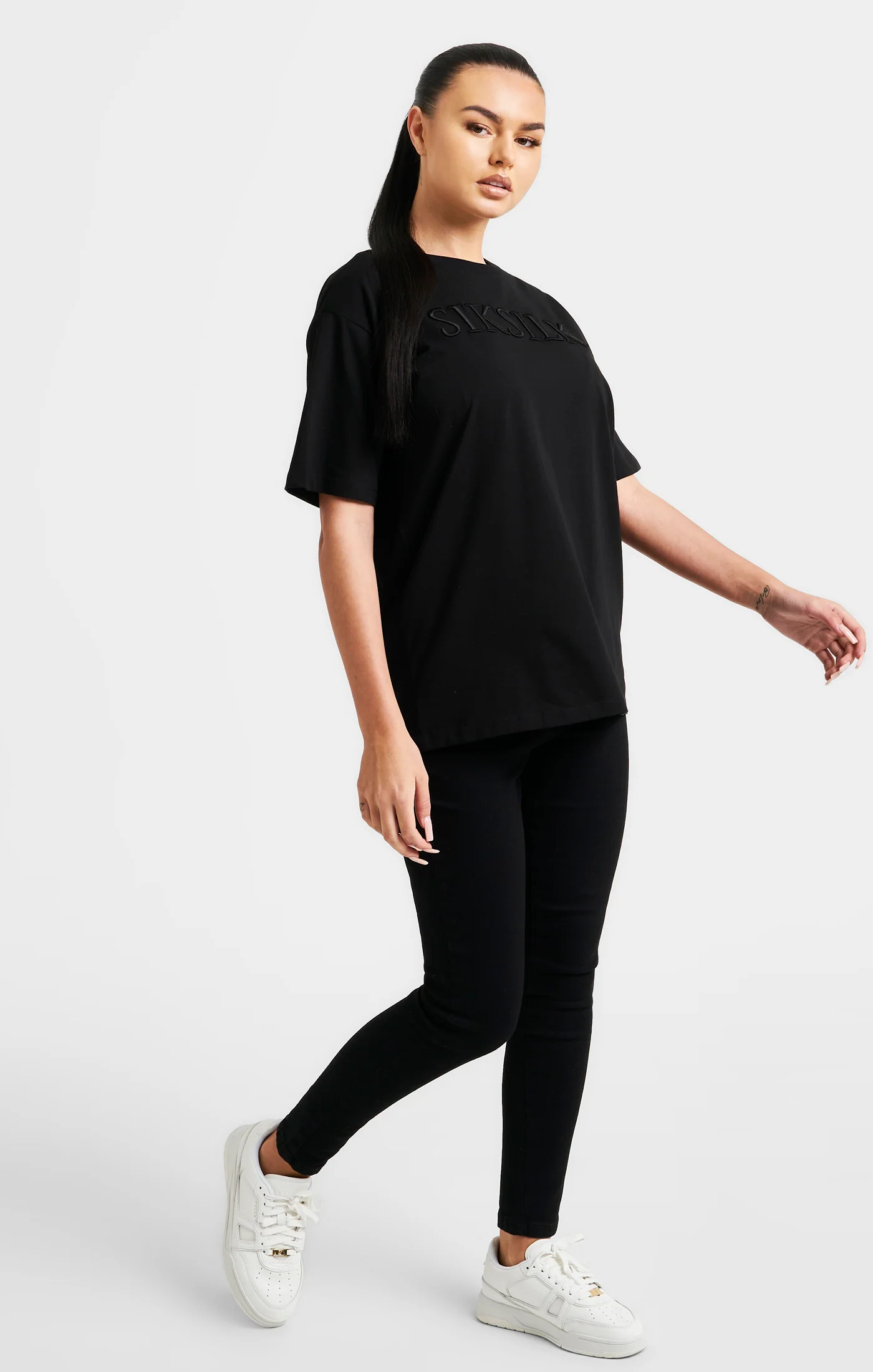 Black Embroidered Boyfriend T-Shirt - Image 4
