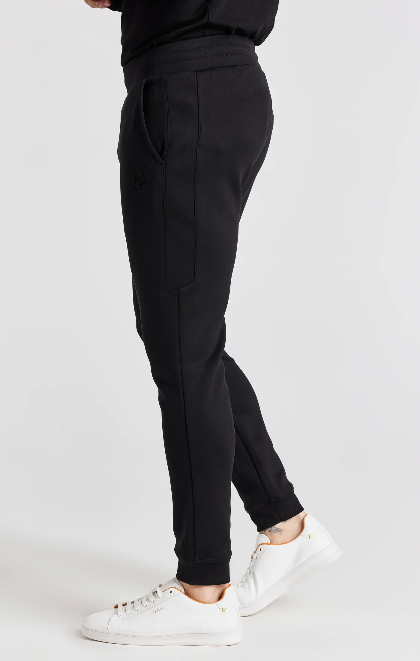 Black Embroidered Cuffed Track Pant - Image 2
