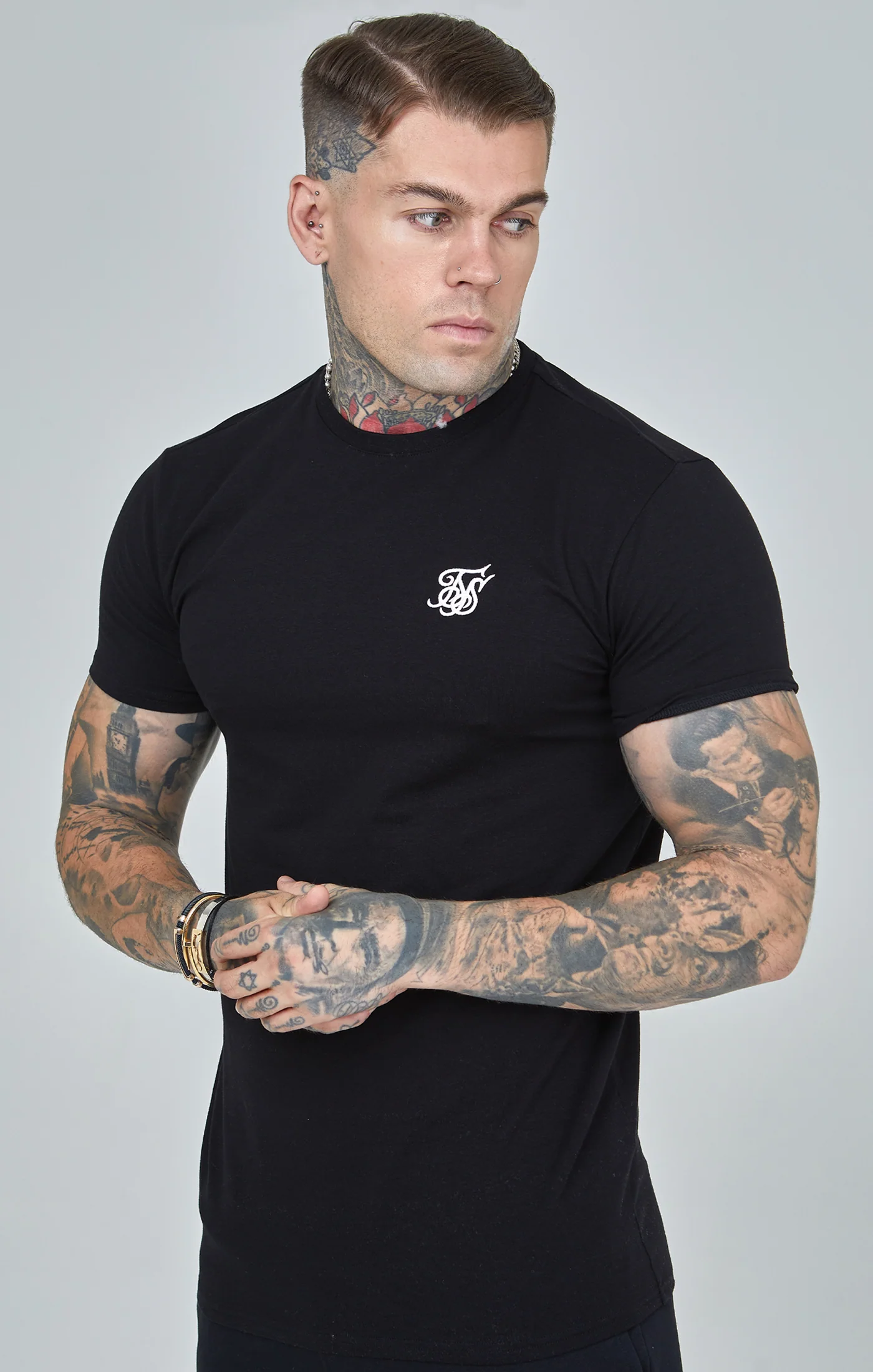 Black Essential Short Sleeve Muscle Fit T-Shirt