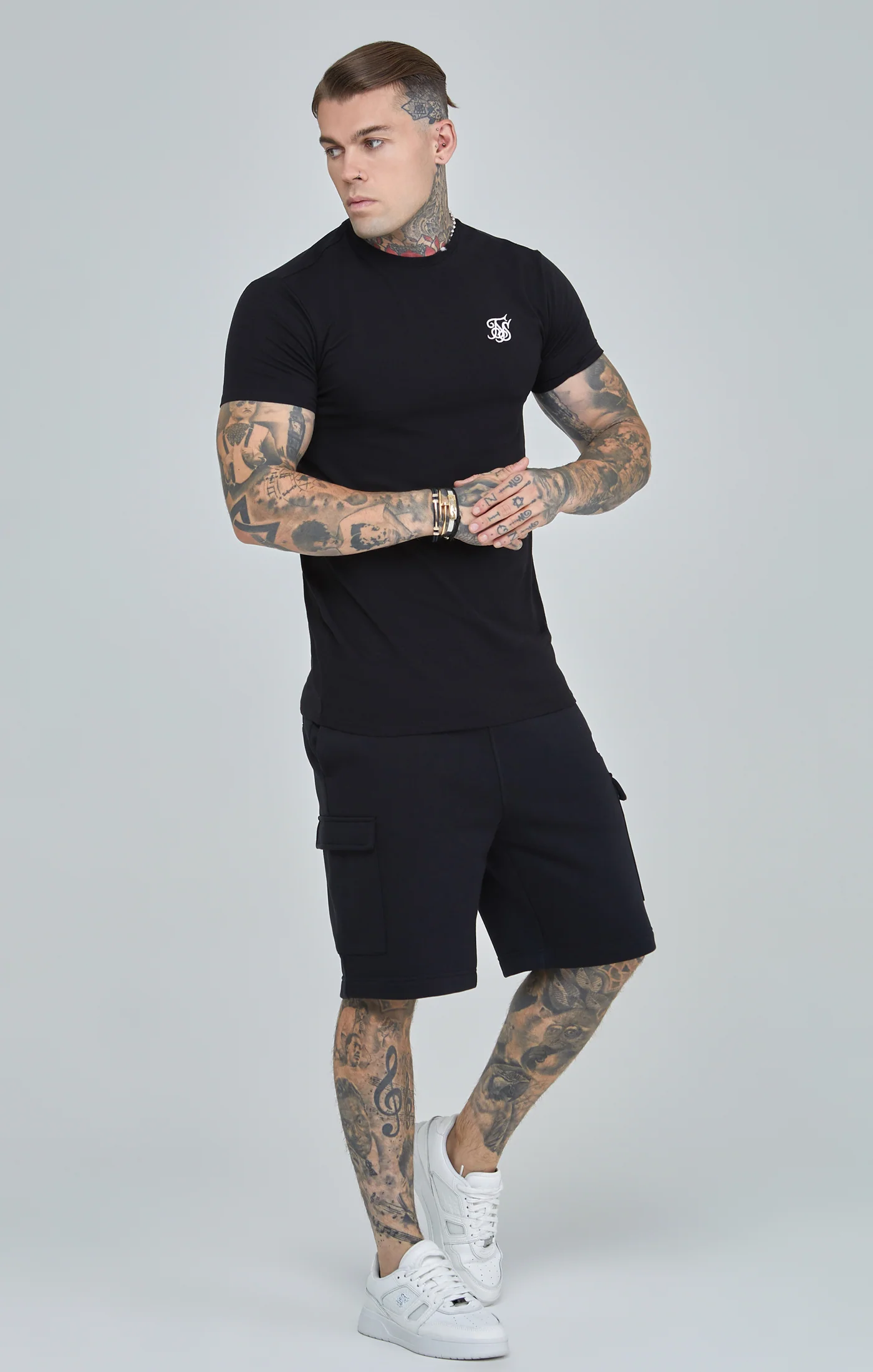 Black Essential Short Sleeve Muscle Fit T-Shirt - Image 2