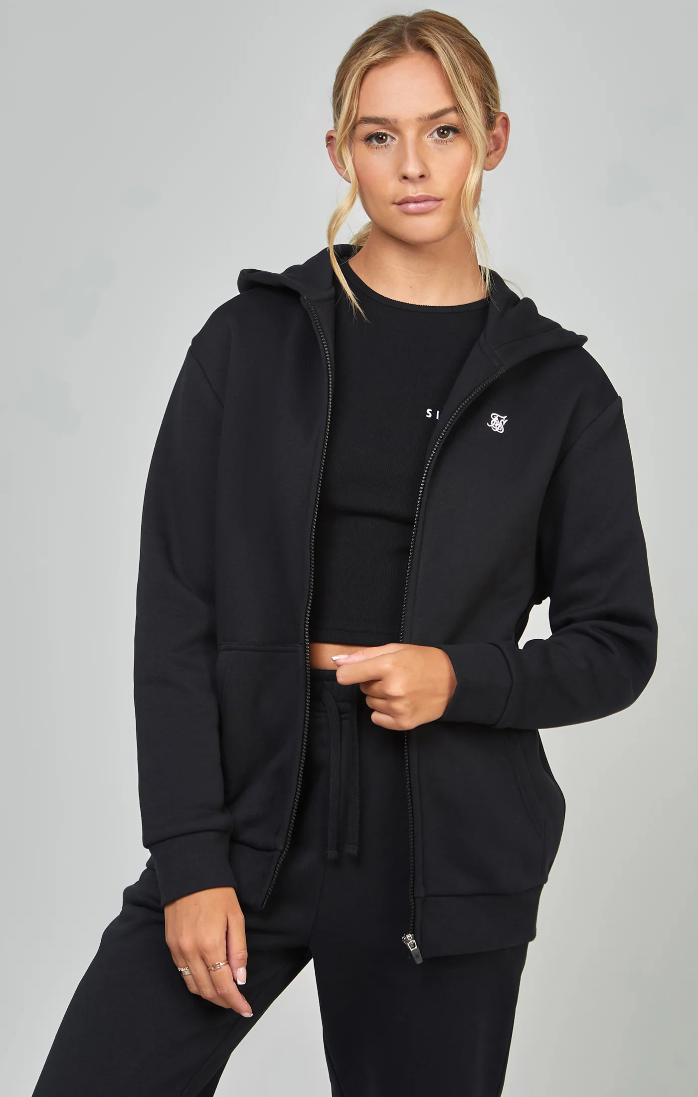 Black Essential Zip Thru