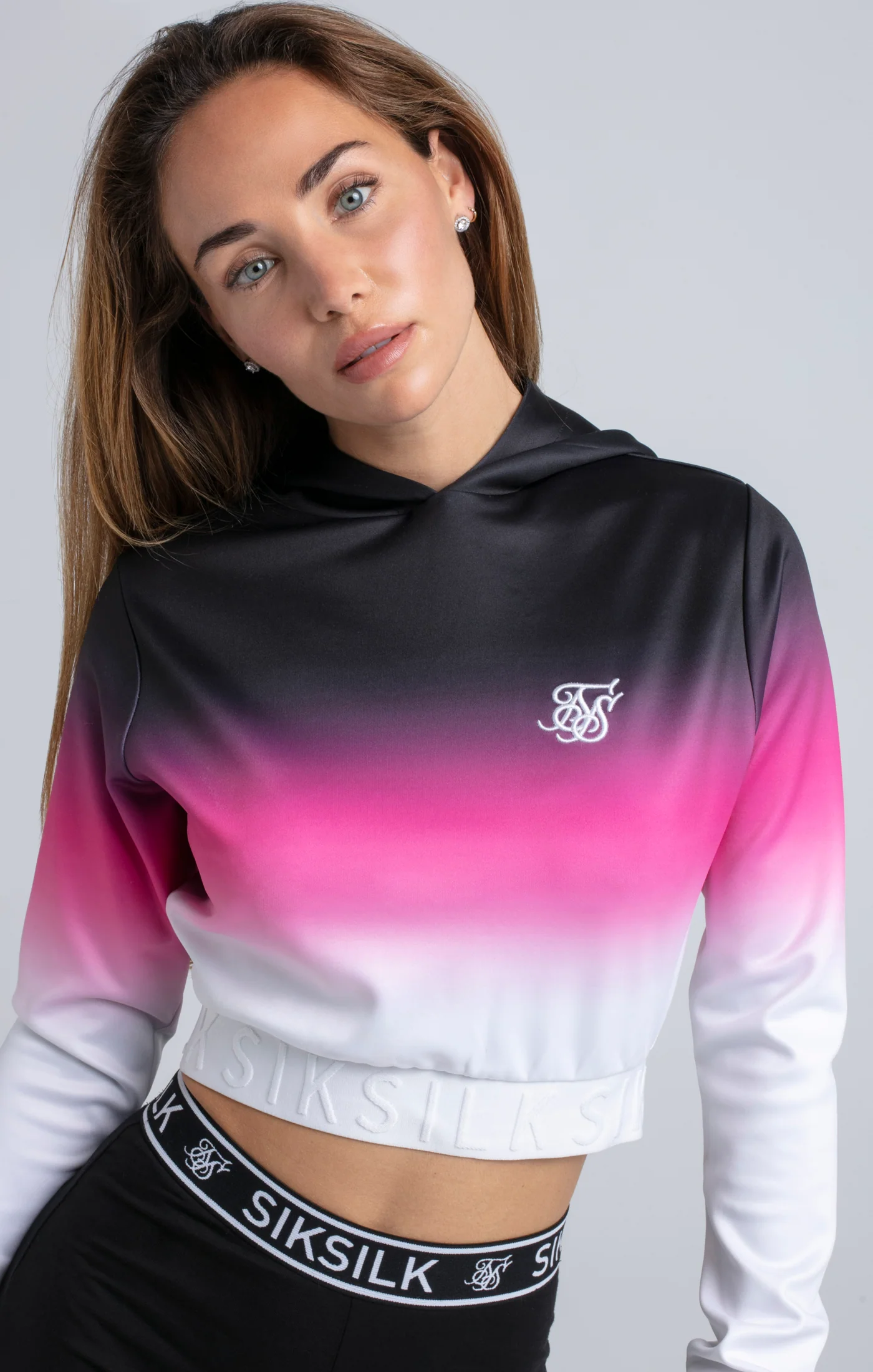 Black Fade Crop Hoodie