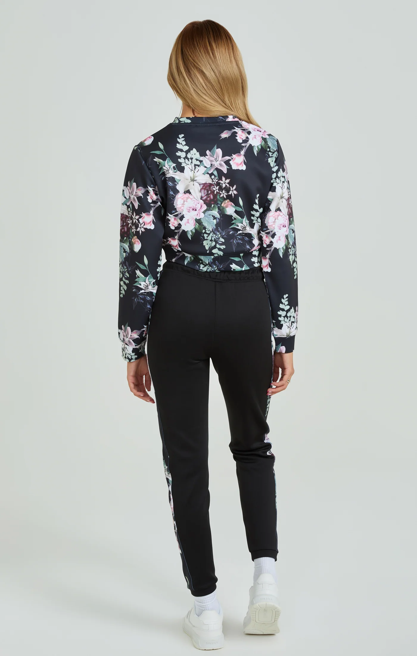 Black Floral Print Cropped Sweatshirt - Image 5