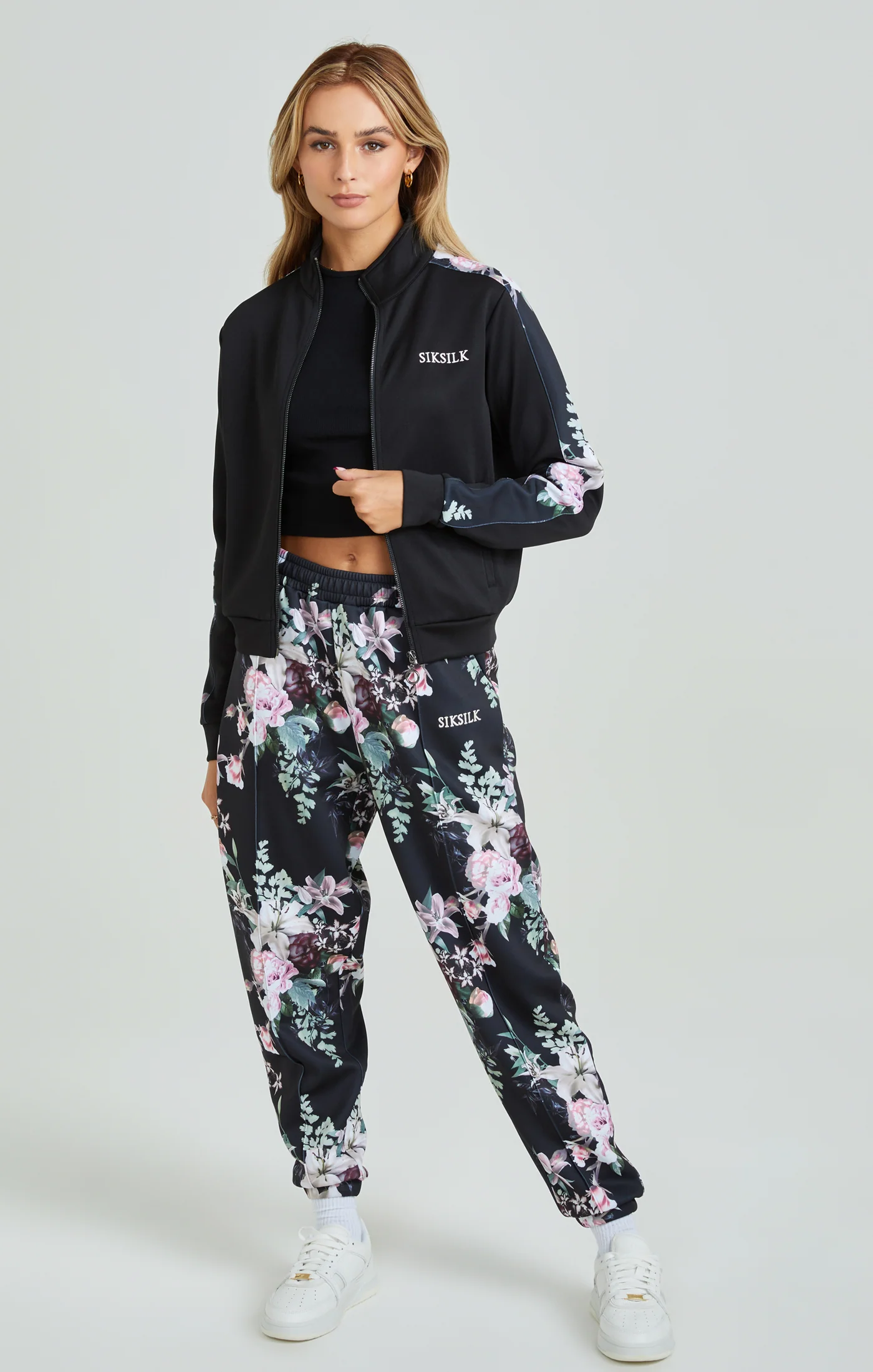 Black Floral Print Track Top - Image 2