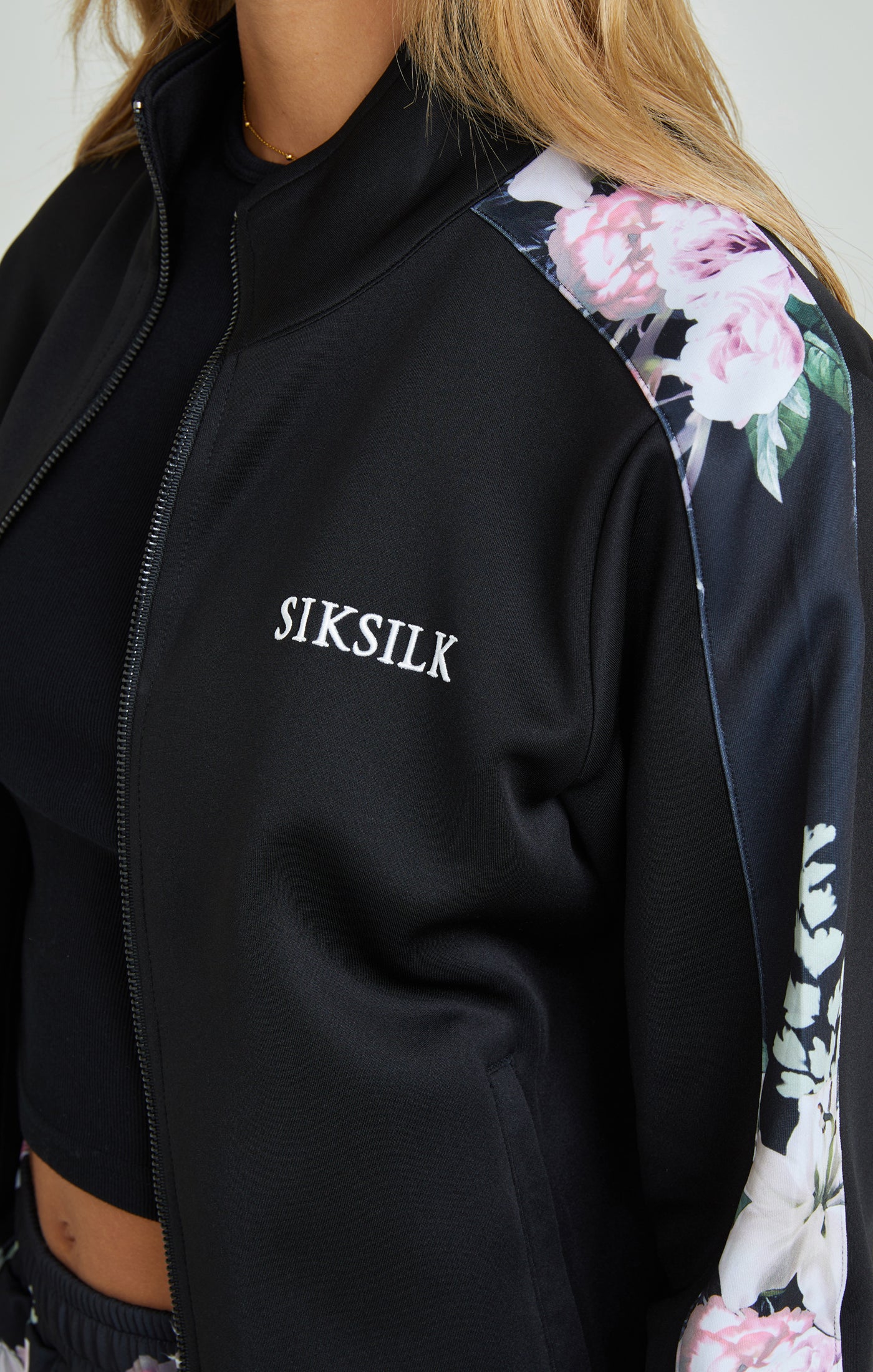 Black Floral Print Track Top - Image 4