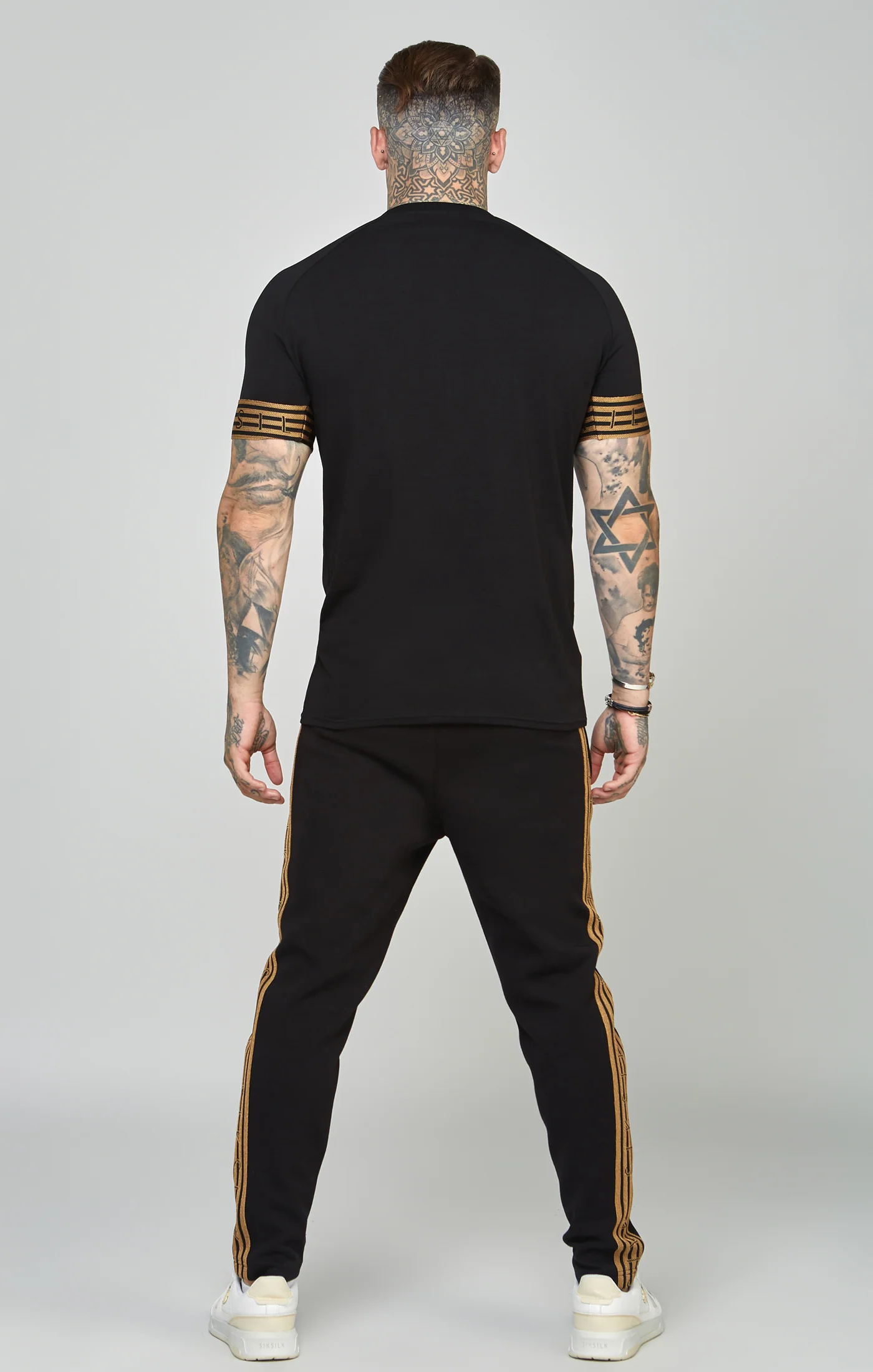 Black, Gold Knitted Elastic Cuffed T-Shirt - Image 5