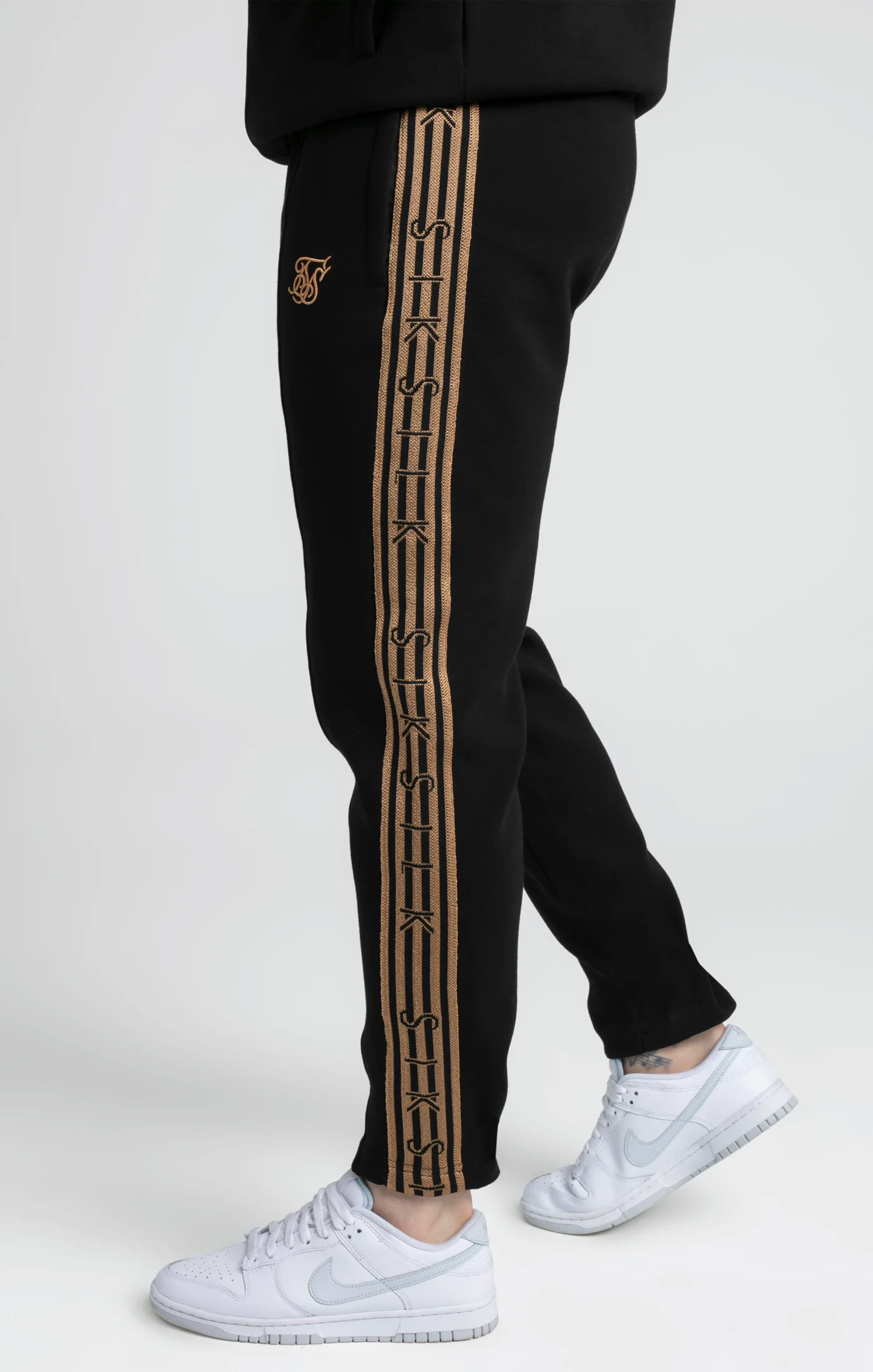 Black, Gold Knitted Tape Track Pant - Image 3