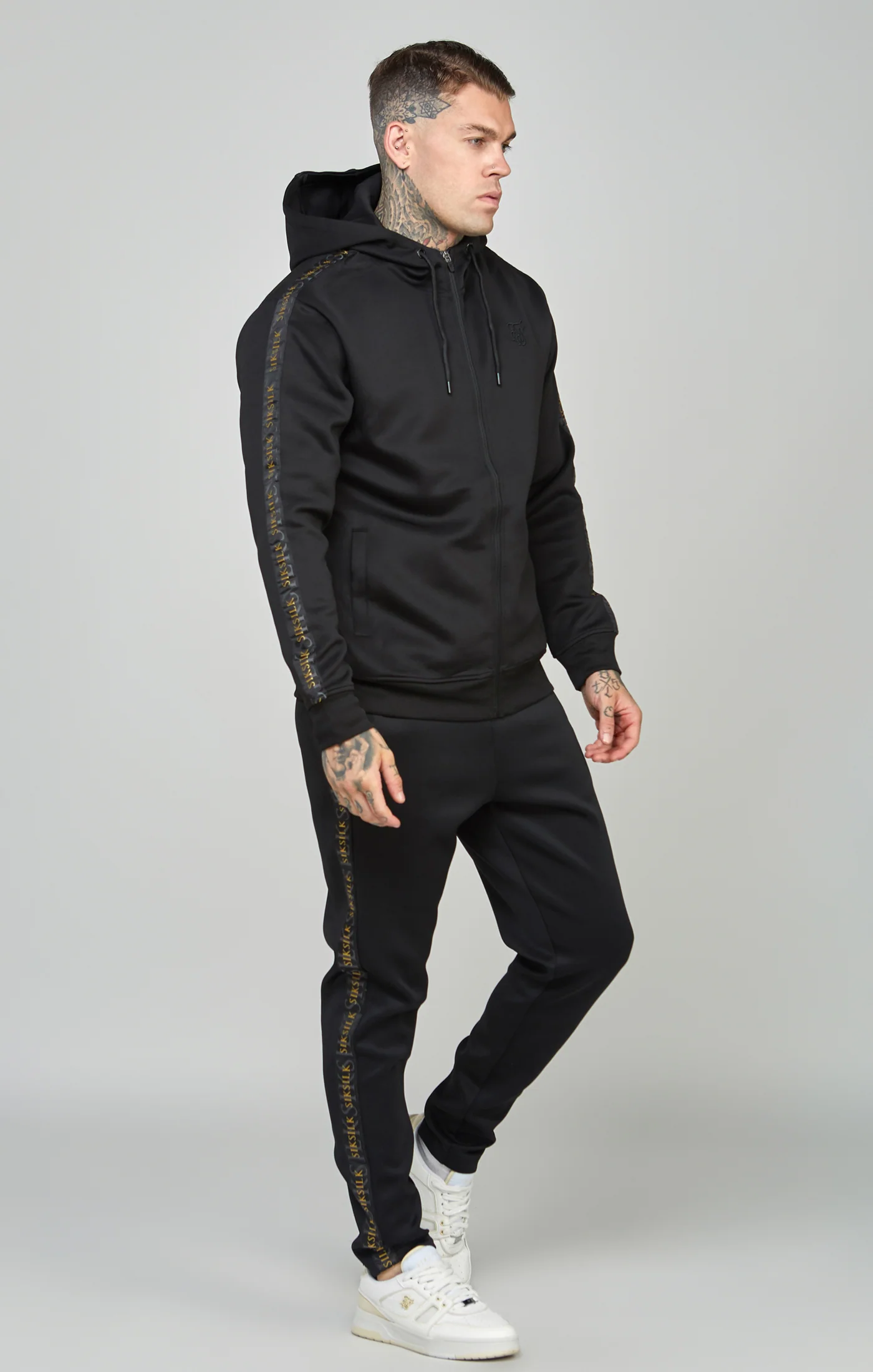 Black Gold Taped Zip-Thru Hoodie - Image 3