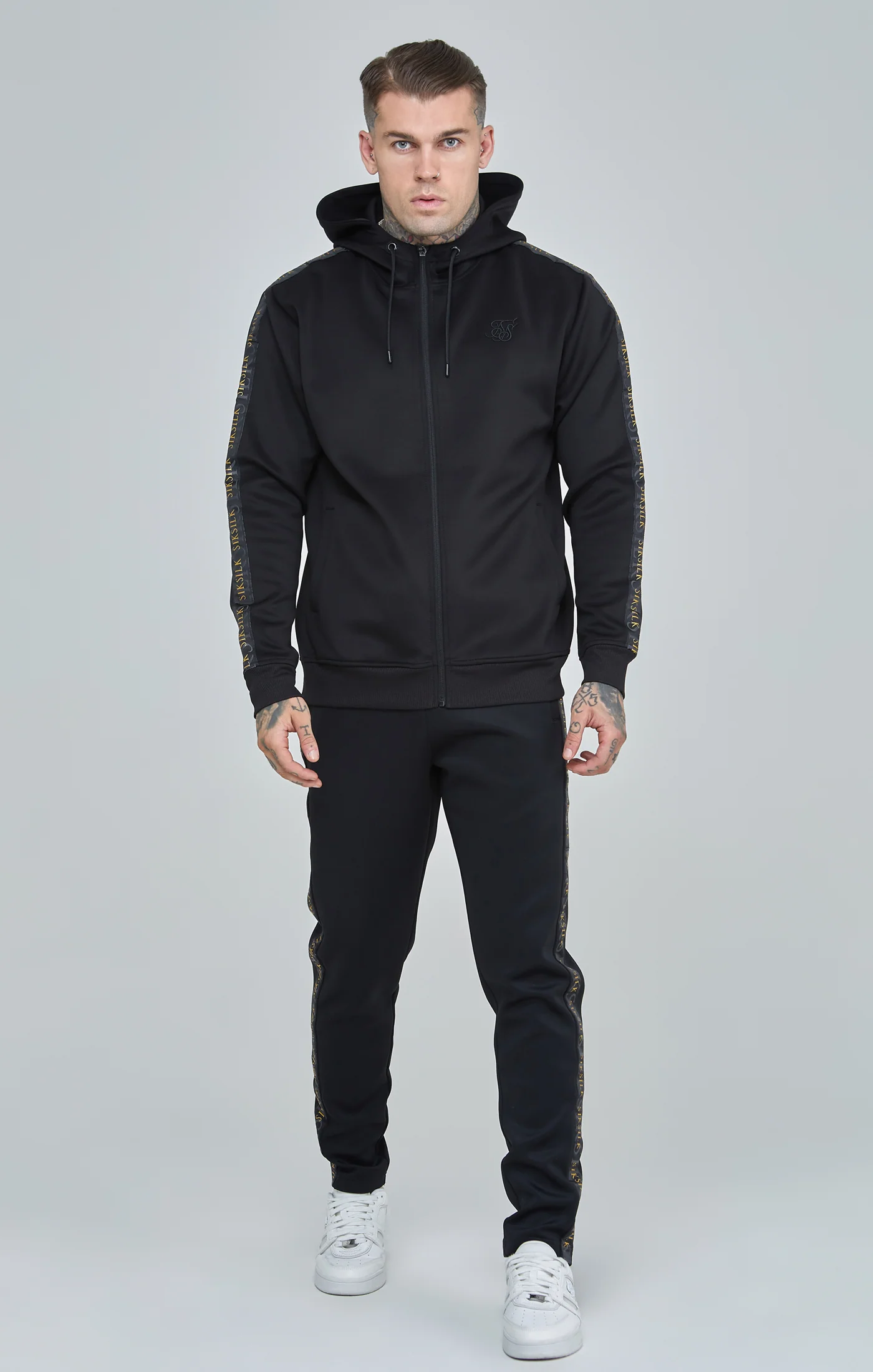 Black Gold Taped Zip-Thru Hoodie - Image 4