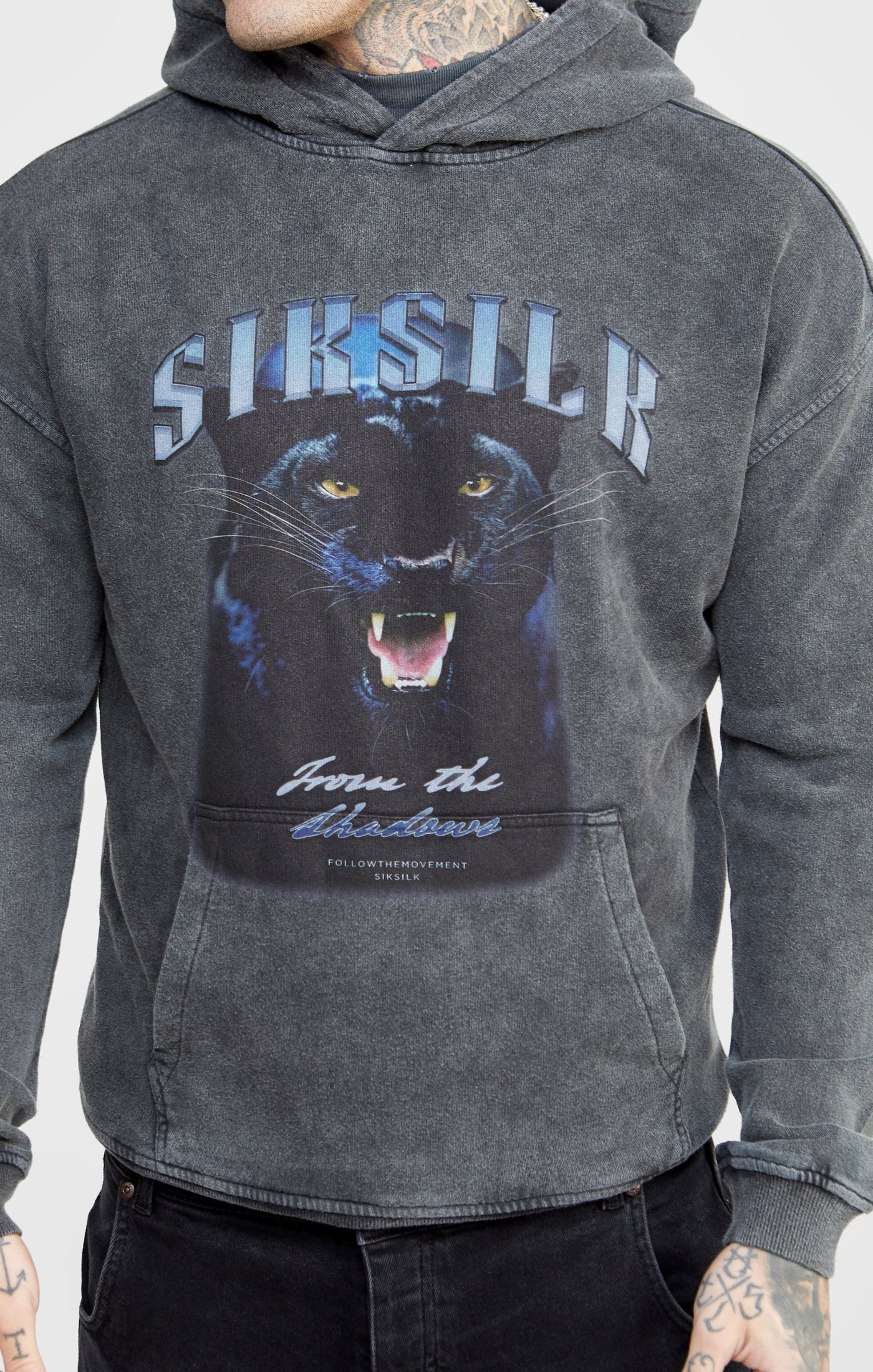 Black Graphic Slim Cropped Hoodie - Image 2