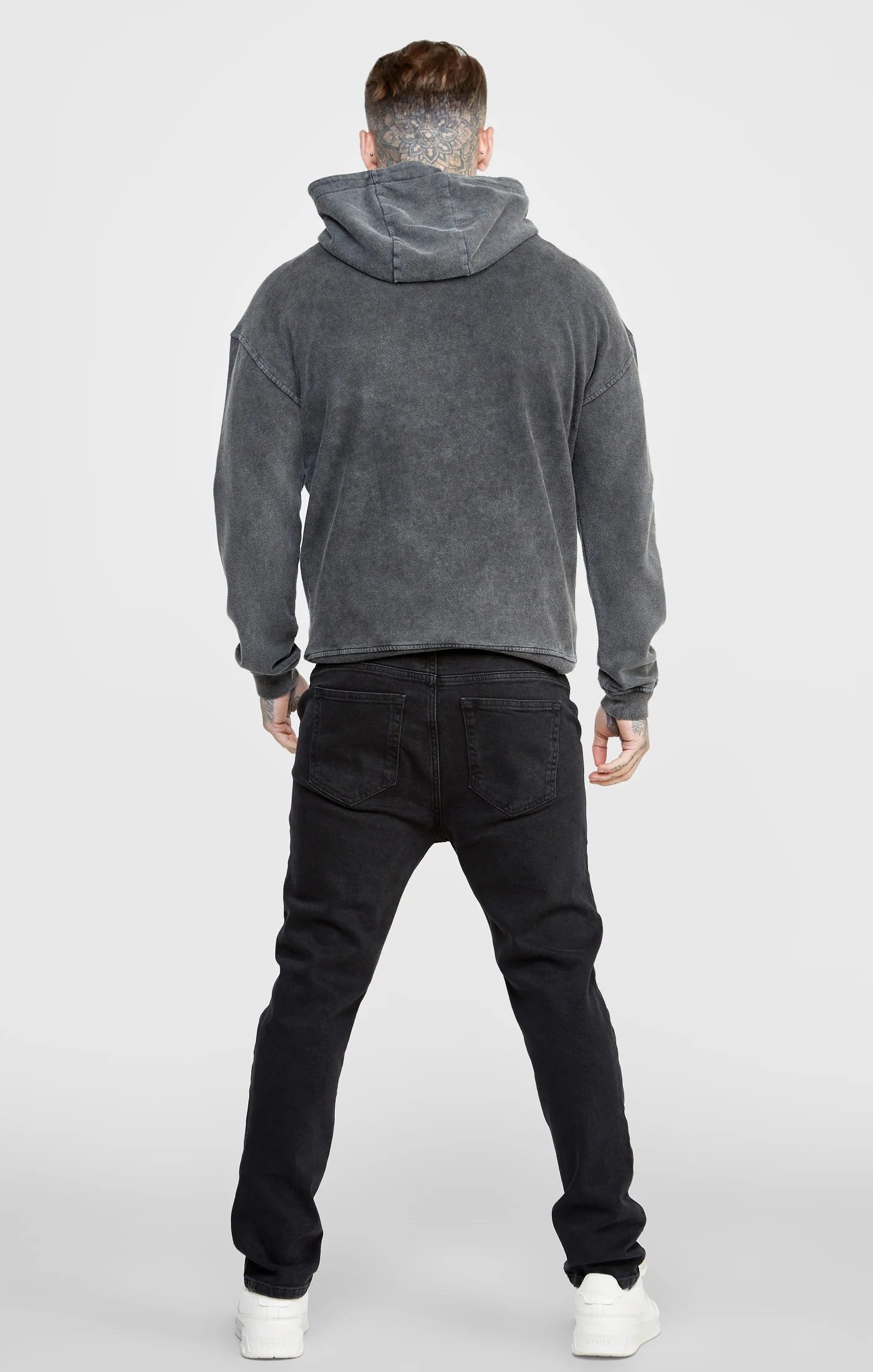 Black Graphic Slim Cropped Hoodie - Image 5