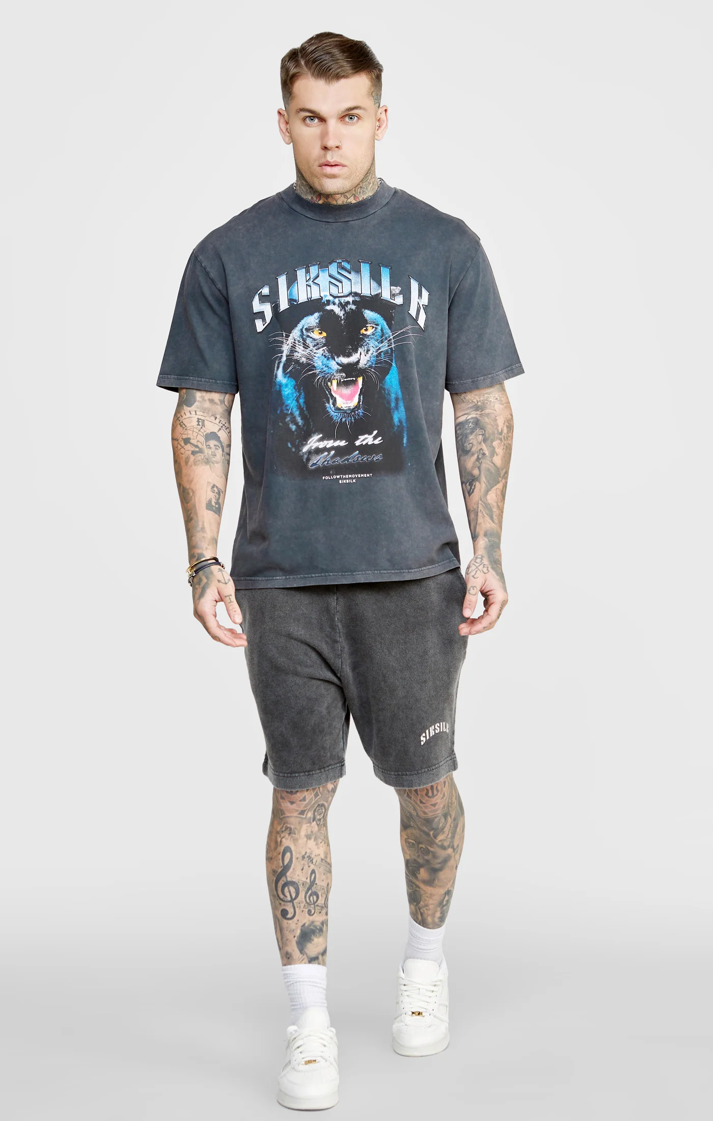 Black Graphic Relaxed Shorts - Image 3