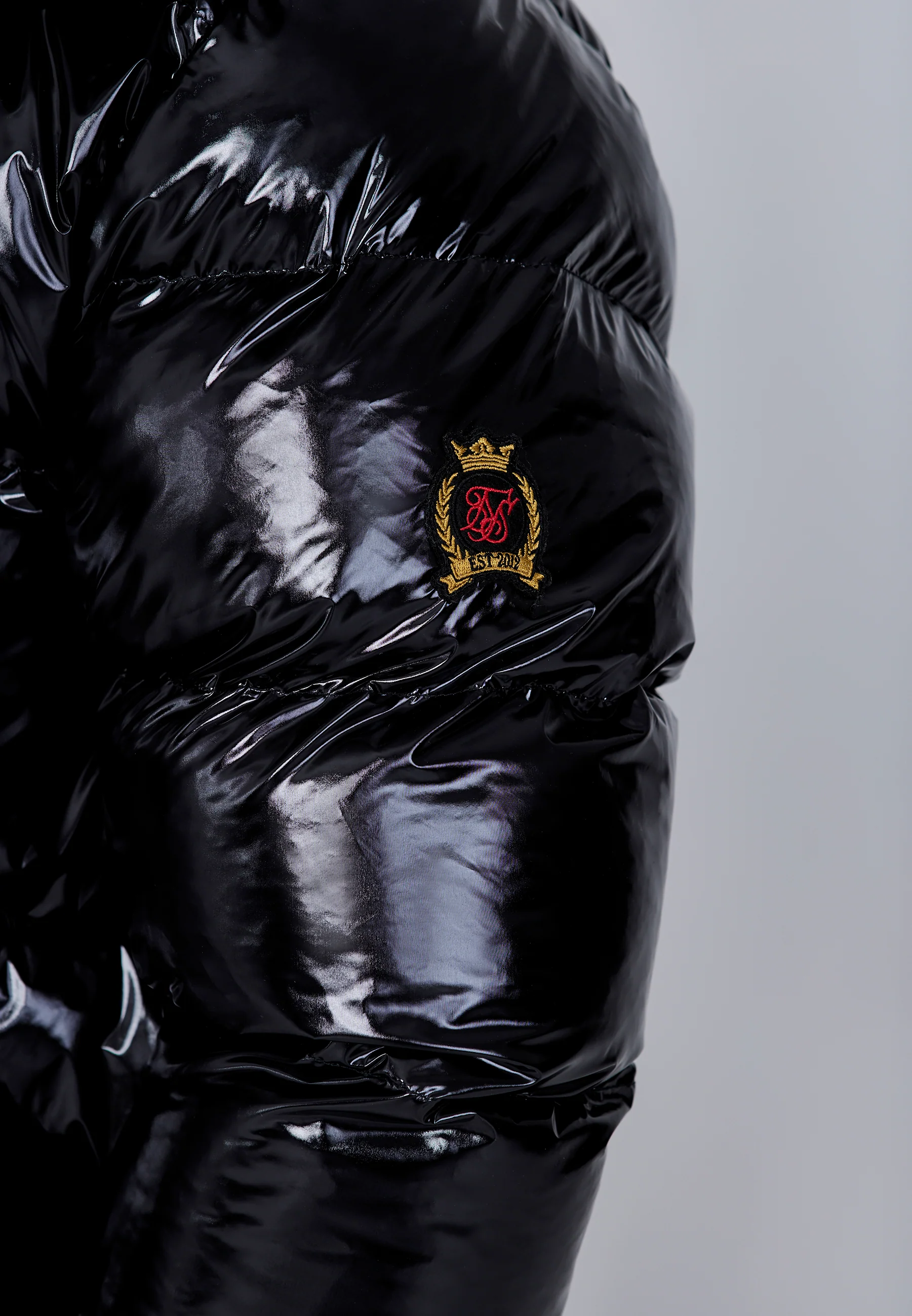 Black High Shine Puffer Jacket - Image 3