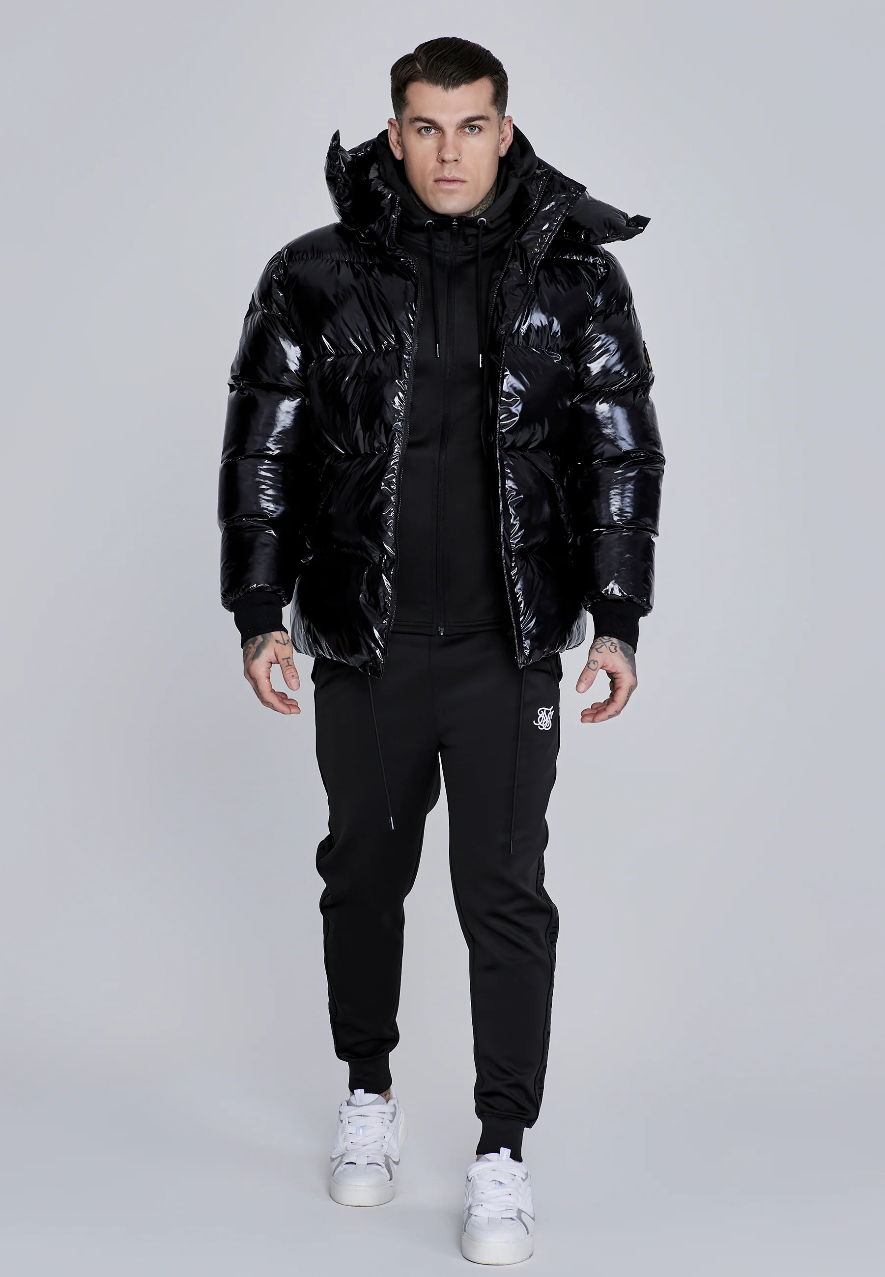 Black High Shine Puffer Jacket - Image 4