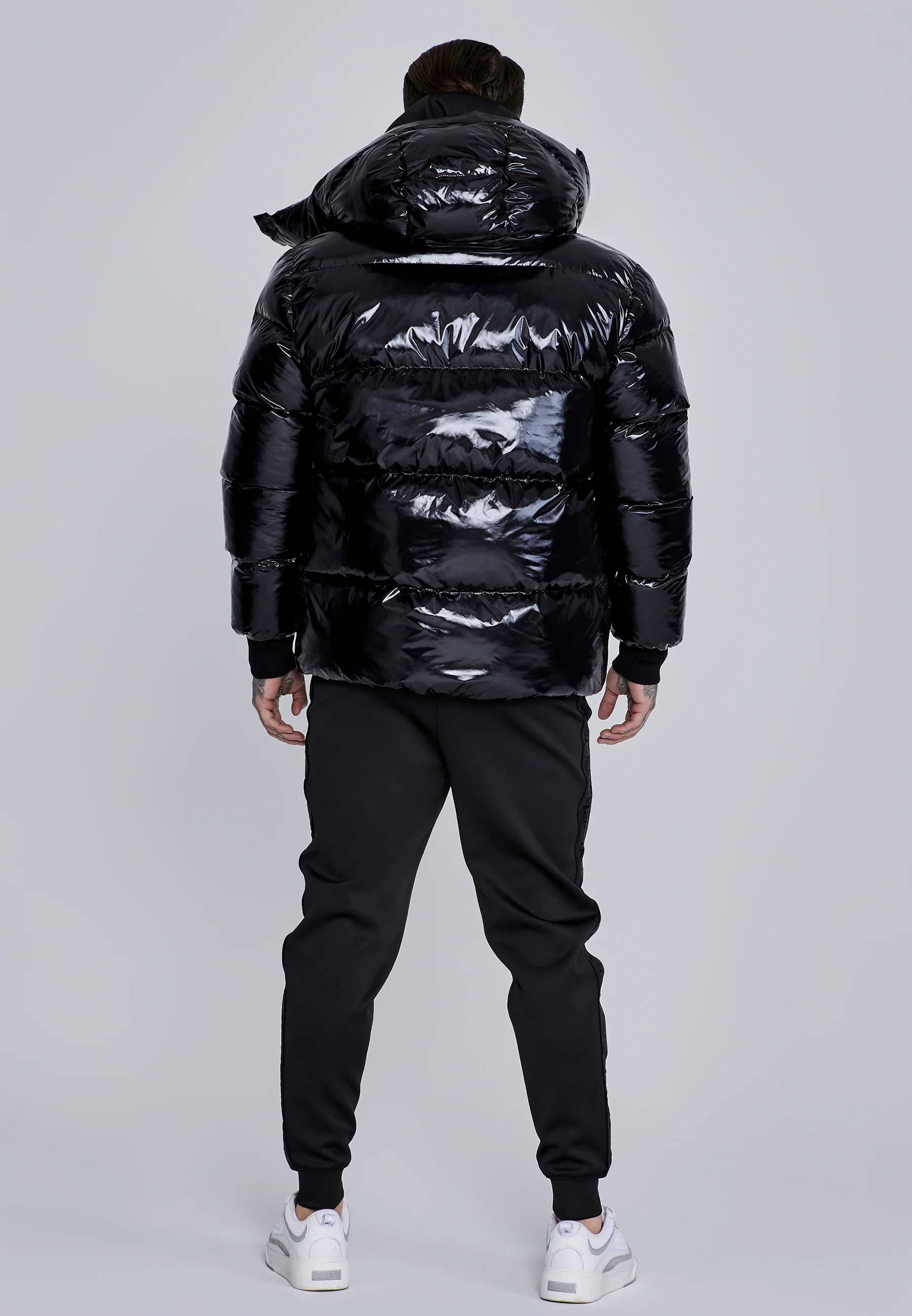 Black High Shine Puffer Jacket - Image 6