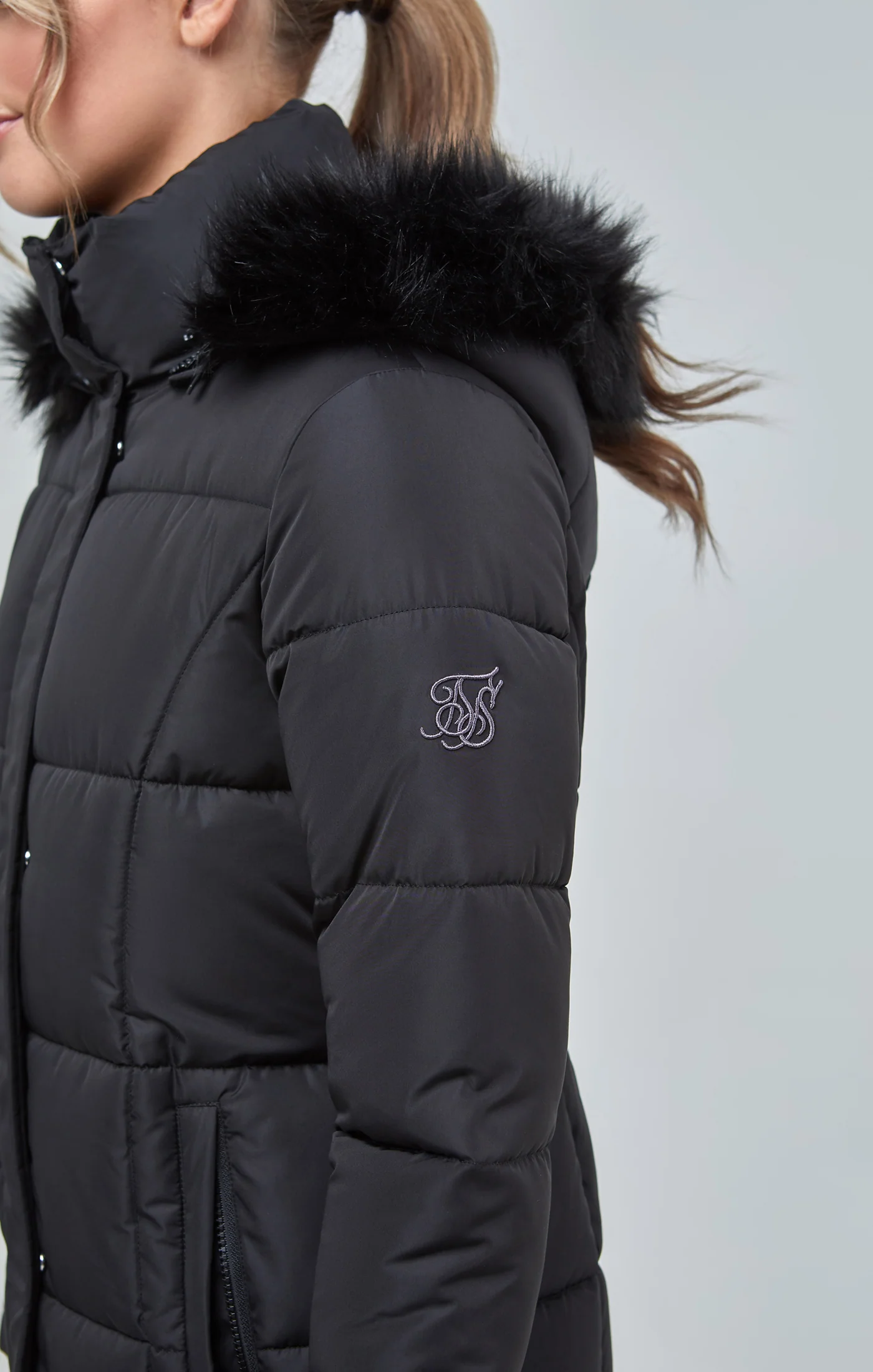 Black Longline Padded Parka - Image 3