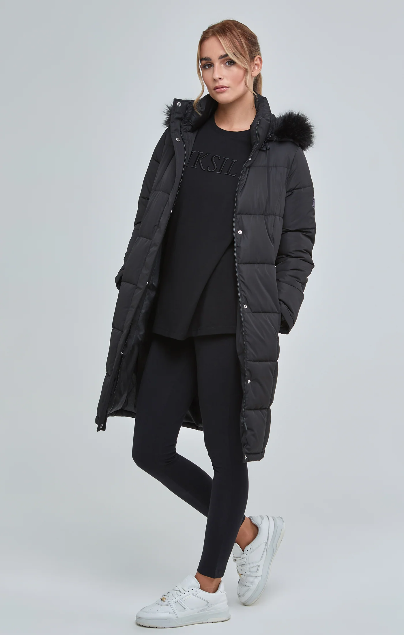 Black Longline Padded Parka - Image 4
