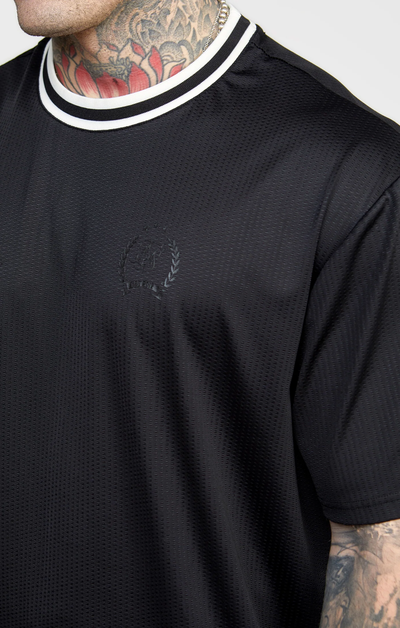 Black Mesh Drop Shoulder Tee - Image 2