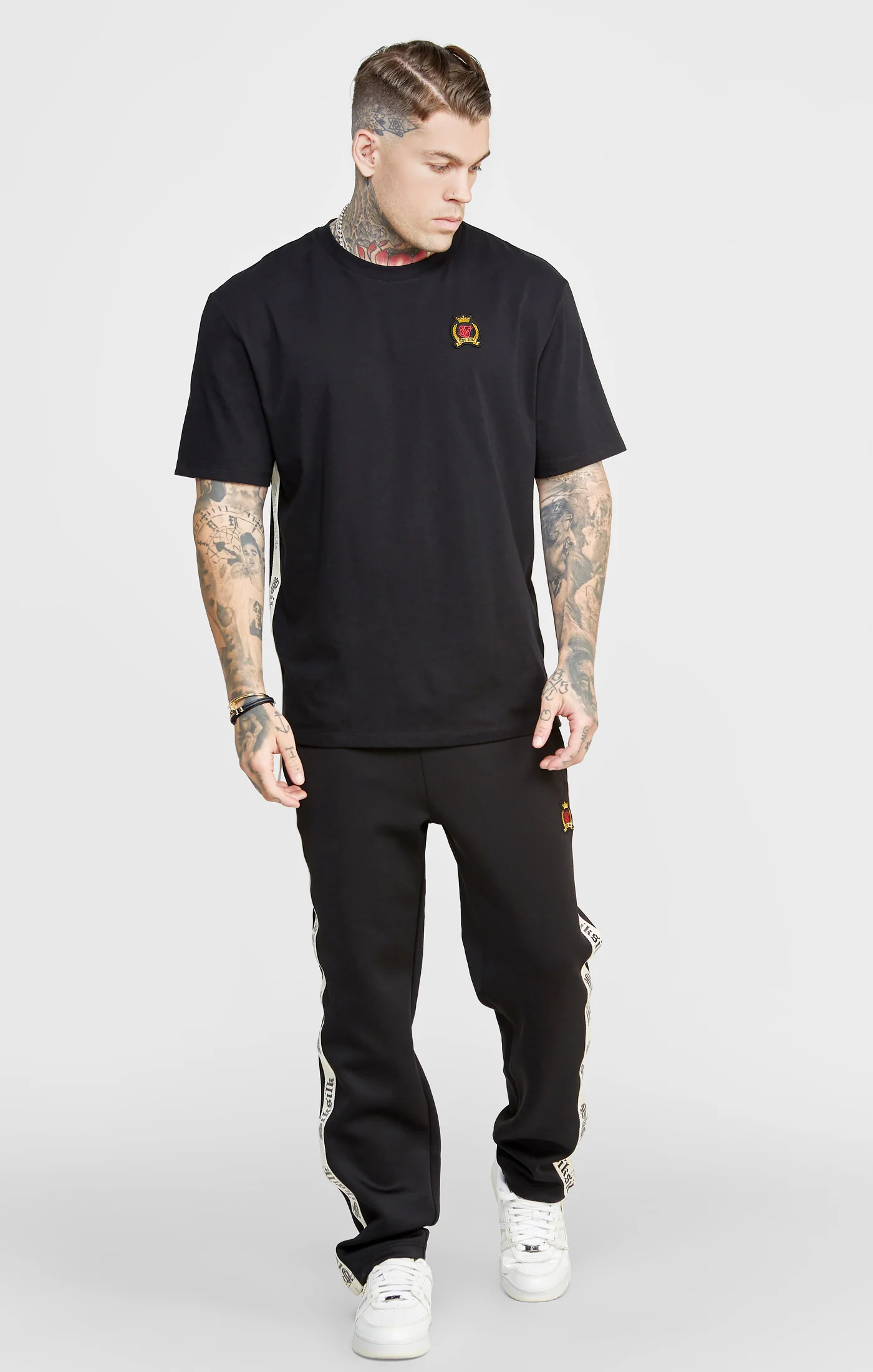 Black Open Cuff Track Pant W Gothic Taping - Image 3
