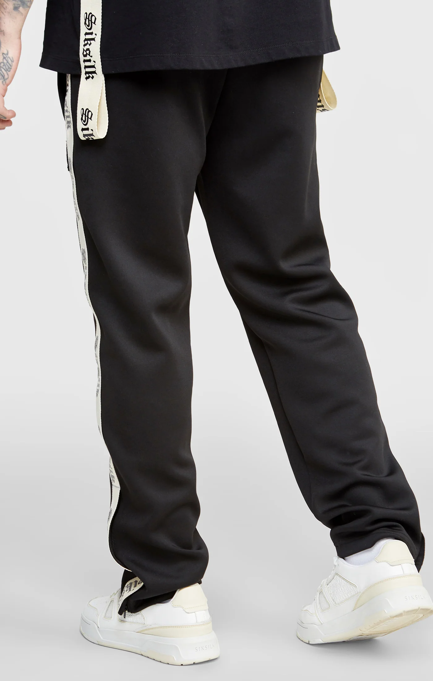 Black Open Cuff Track Pant W Gothic Taping - Image 4