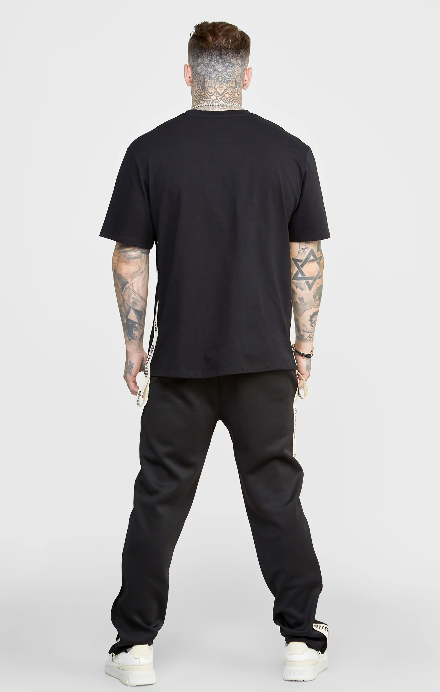 Black Open Cuff Track Pant W Gothic Taping - Image 5