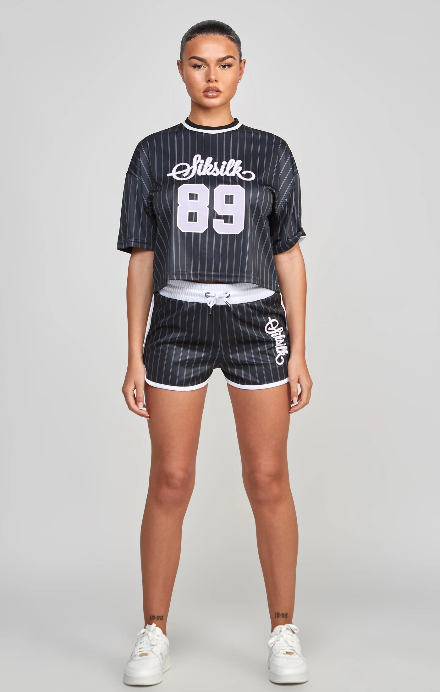 Black Pinstripe Runner Short - Image 3